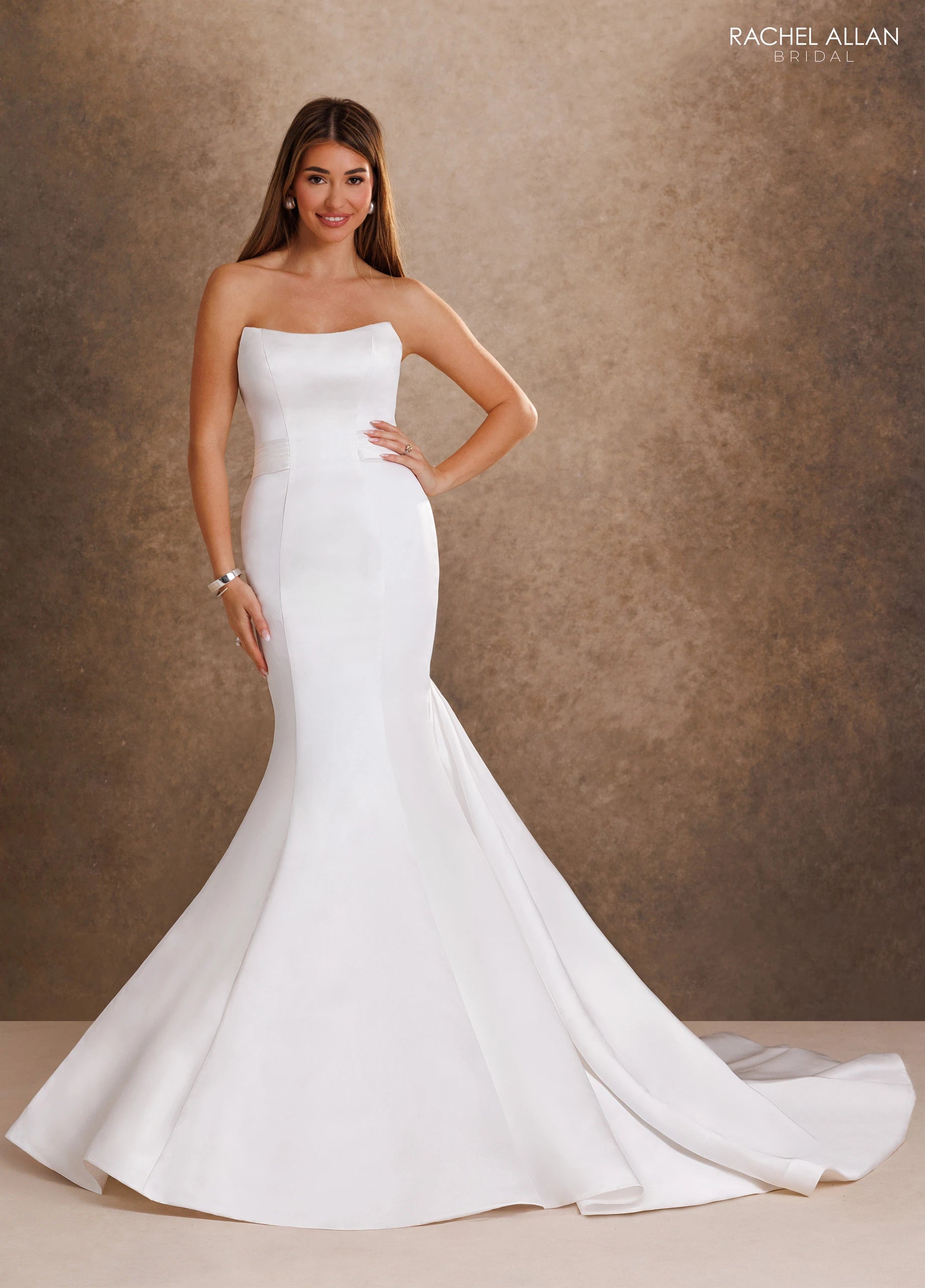 Strapless Straight Neck Floor-Length Mikado Wedding Dress Mermaid/Trumpet Rachel Allan RB2249