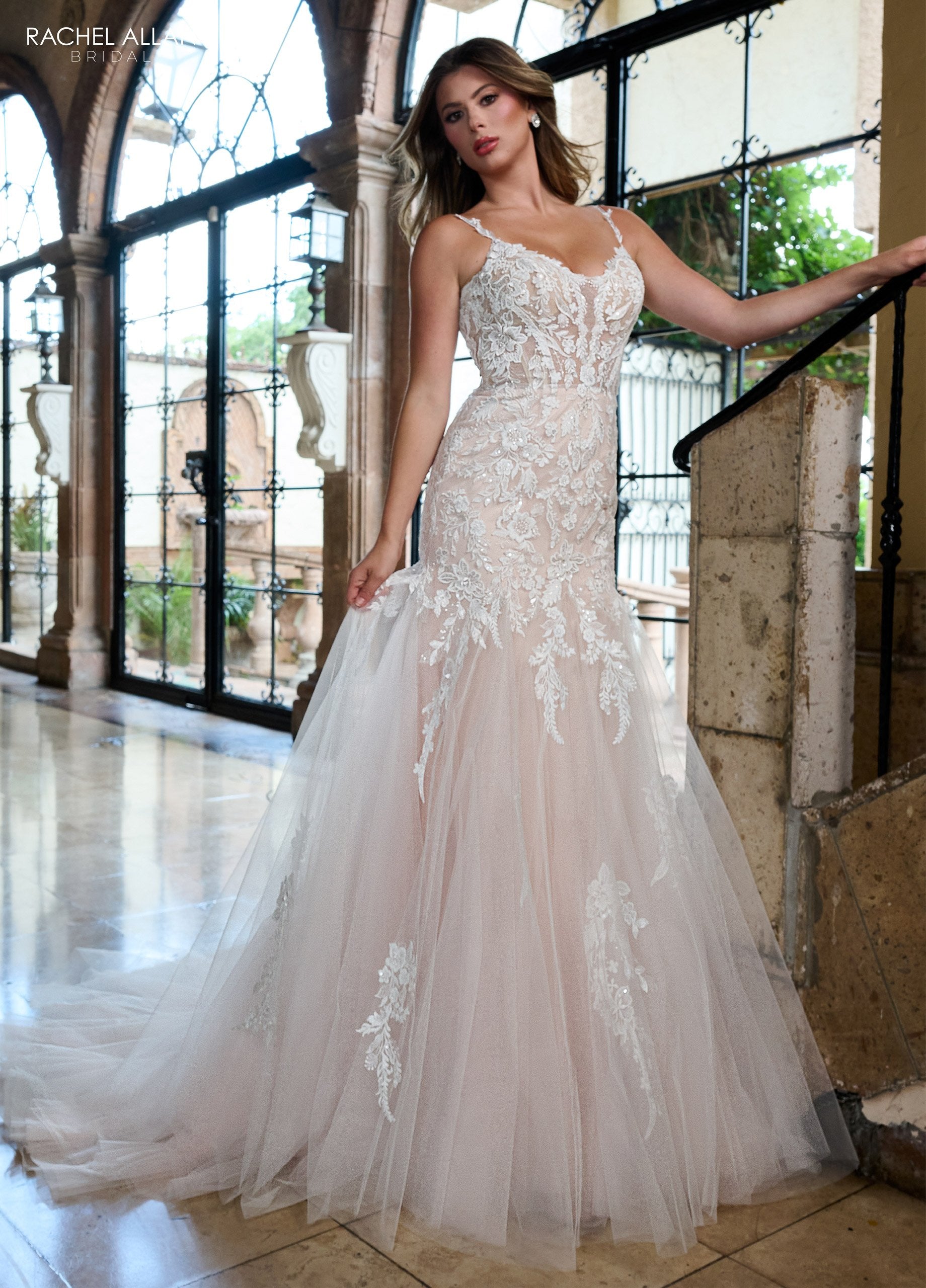 Rachel Allan RB2206 Long Bridal Mermaid Lace Applique Wedding Dress