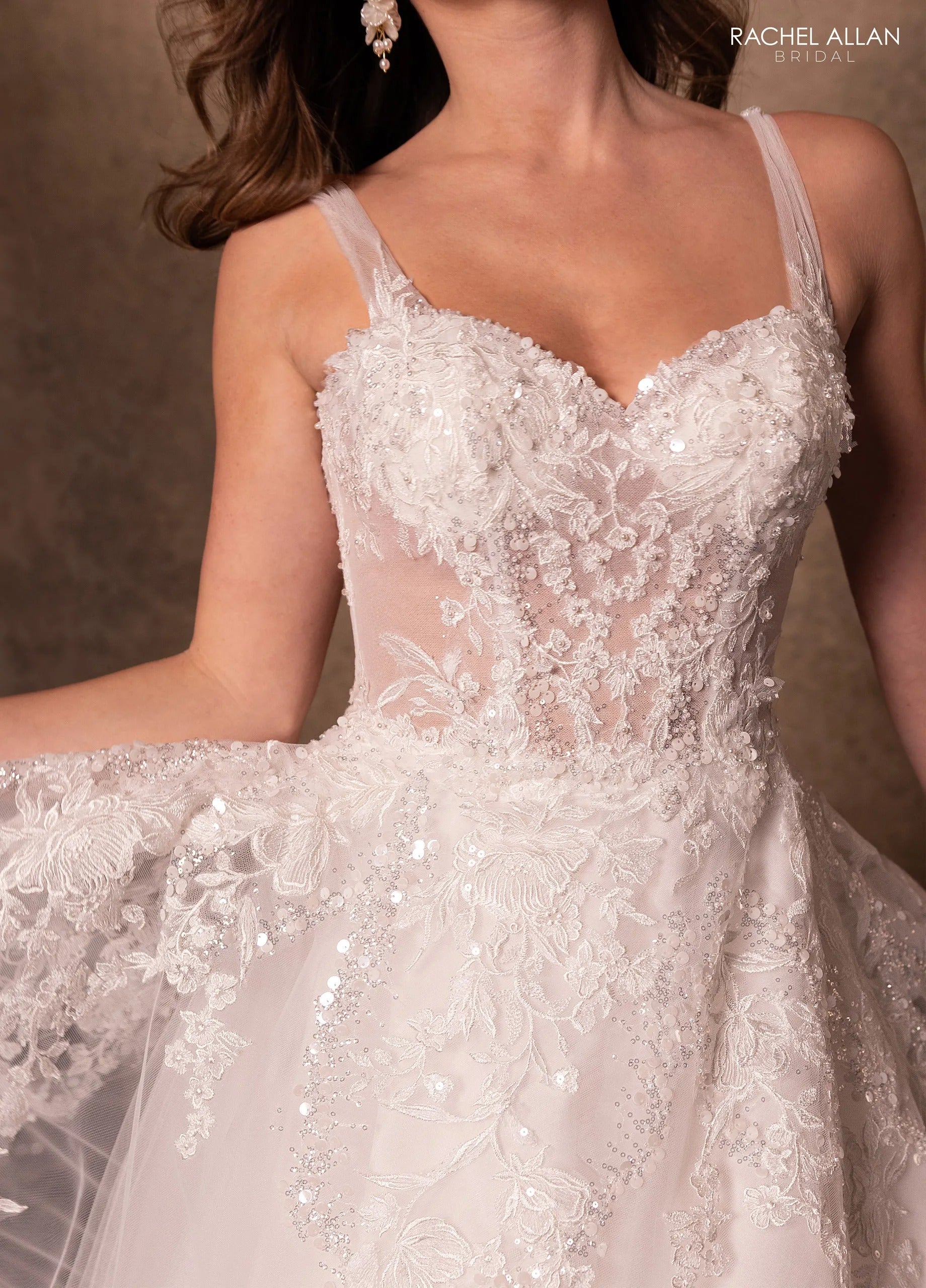 Ivory Sweetheart Floor-Length Tulle Bridal Gown with Lace Appliqués Rachel Allan RB2219 Rachel Allan RB2219