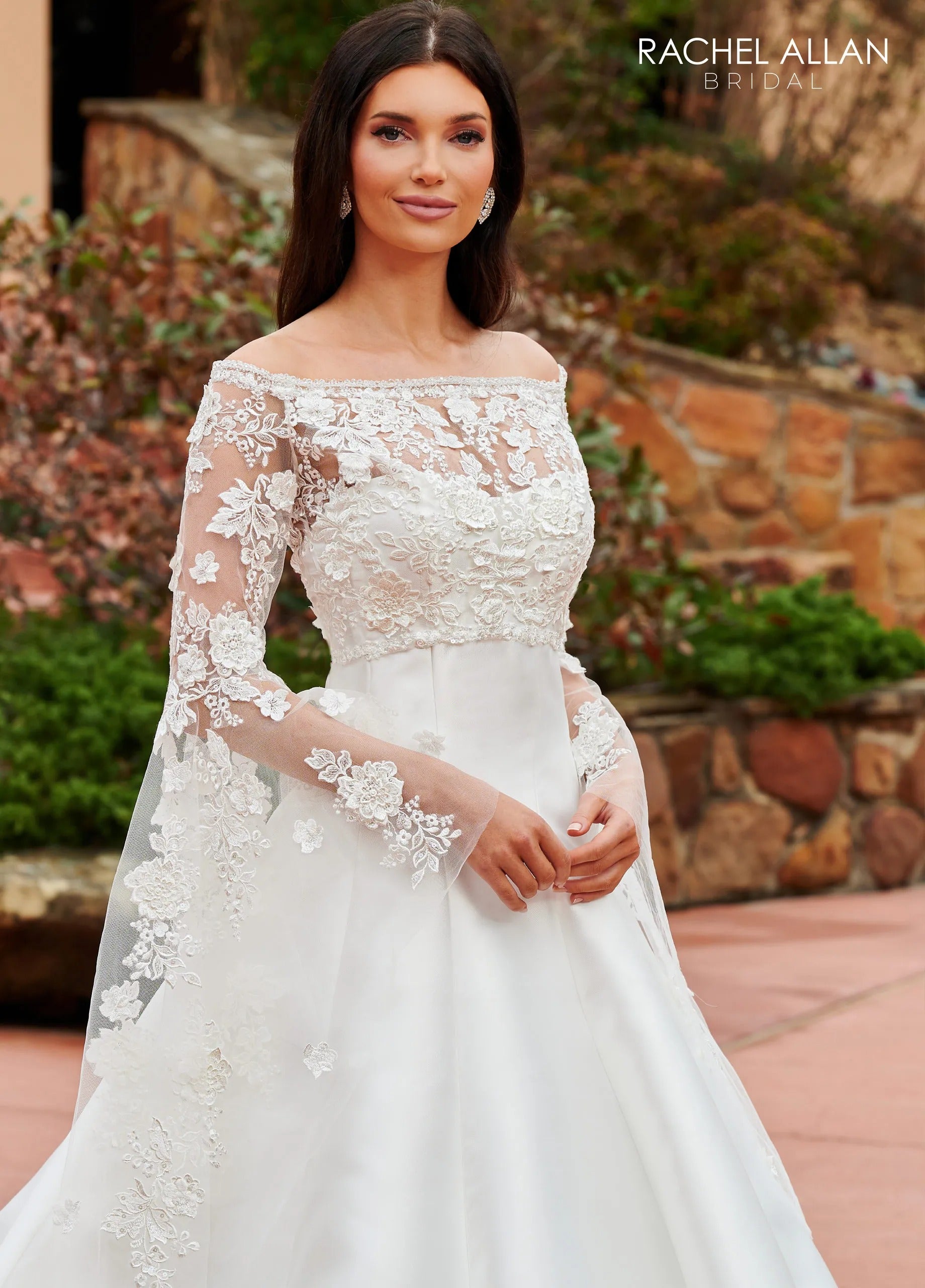 Ivory Strapless Mikado Princess Seam A-Line Bridal Gown with Semi-Cathedral Train Rachel Allan RB2163
