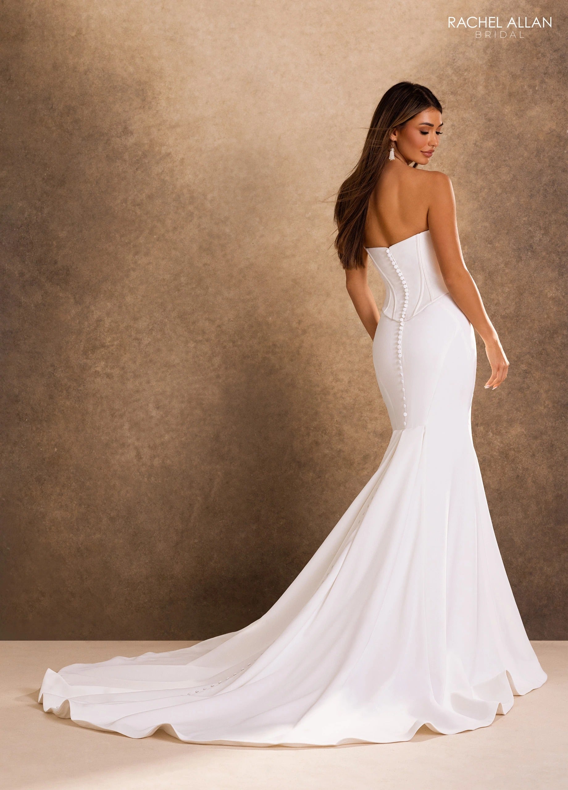 Off-the-Shoulder Floor-Length Satin Wedding Dress Mermaid/Trumpet Rachel Allan RB2257
