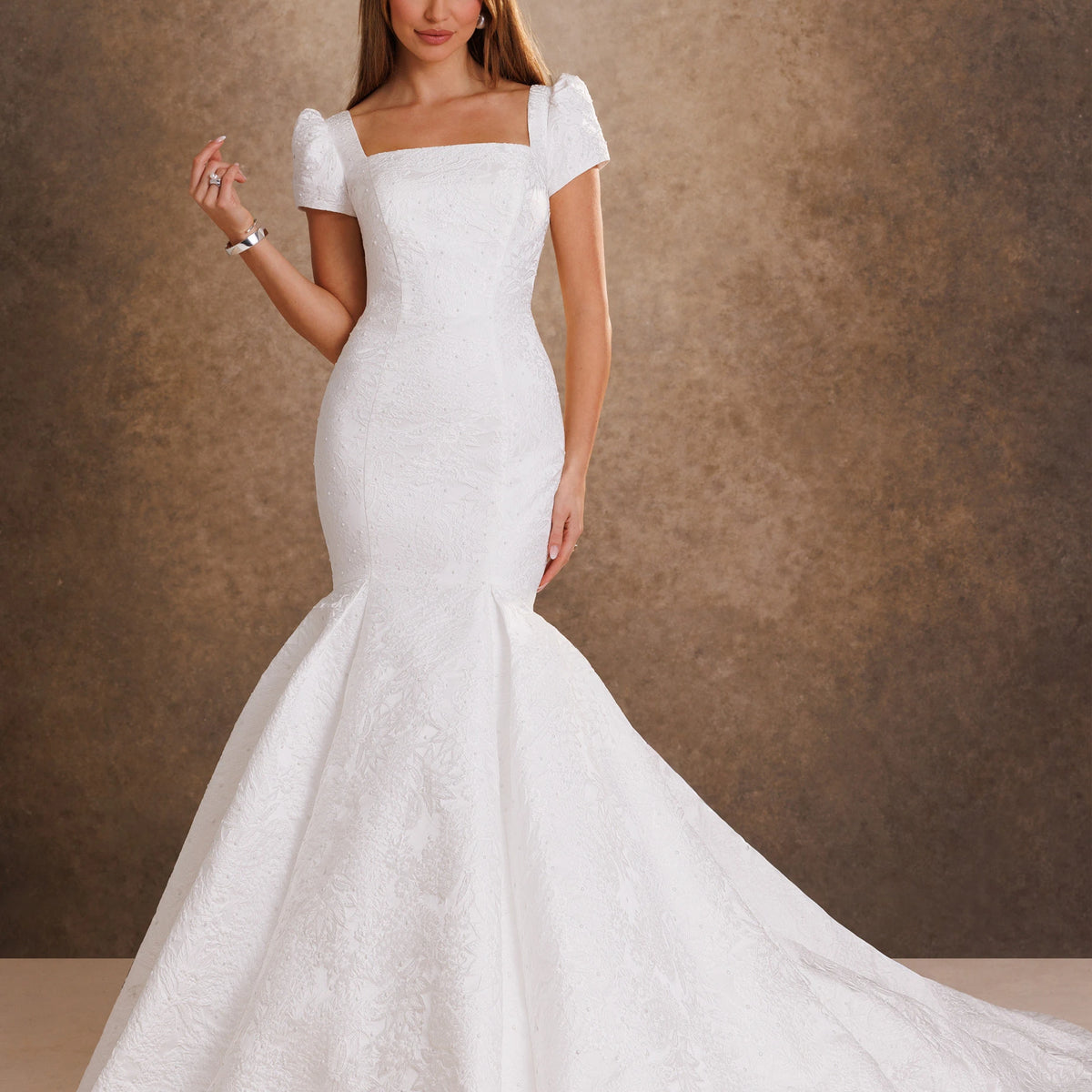 modest mermaid wedding dresses Square Neckline Floor-Length Mikado Dress Trumpet Rachel Allan RB7030 Size:33 US (43 EU) Black and White Formal Lace Fabric Color cruise fashion