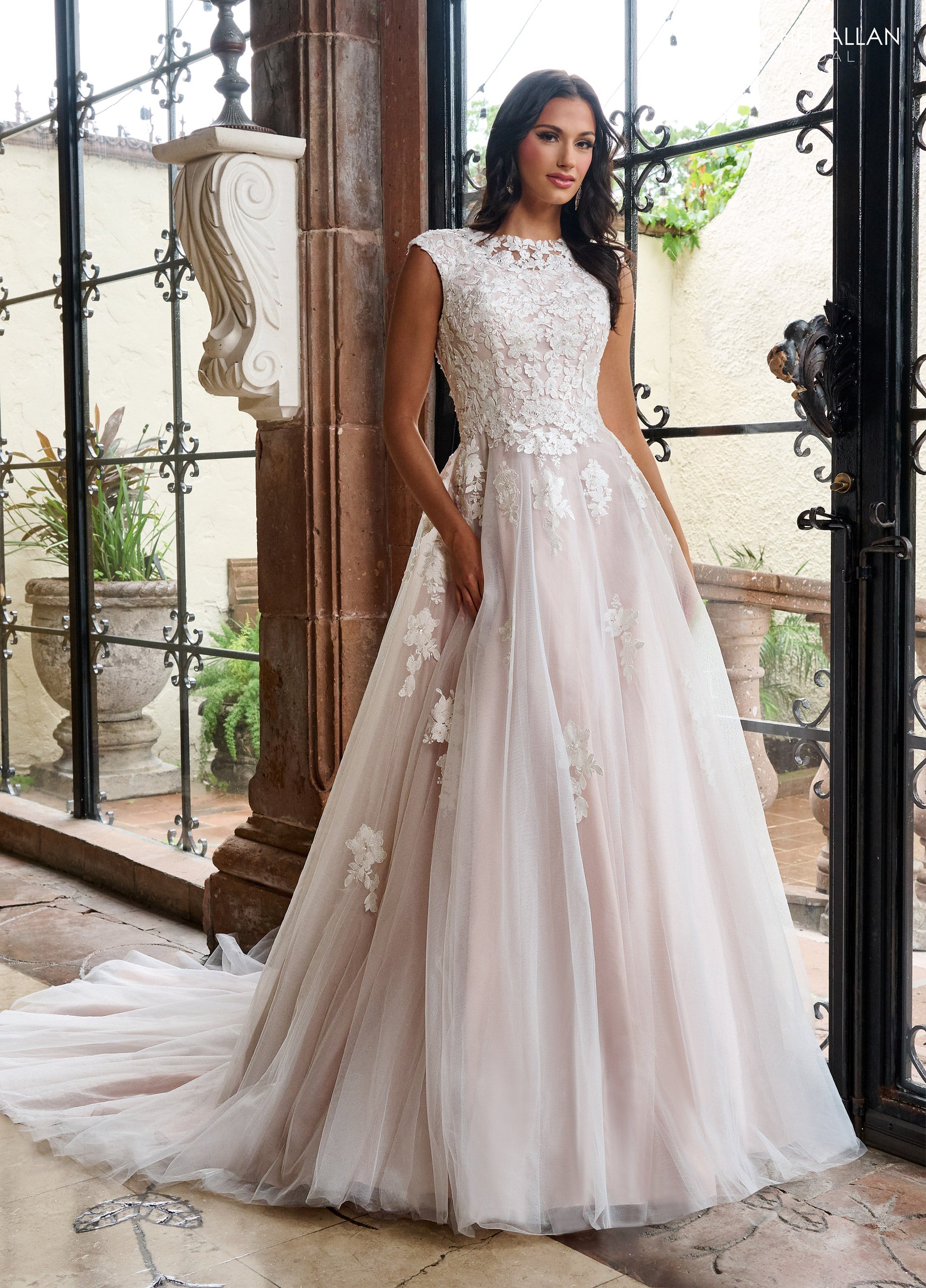 Rachel Allan RB7002 Long Beaded Applique Wedding Dress