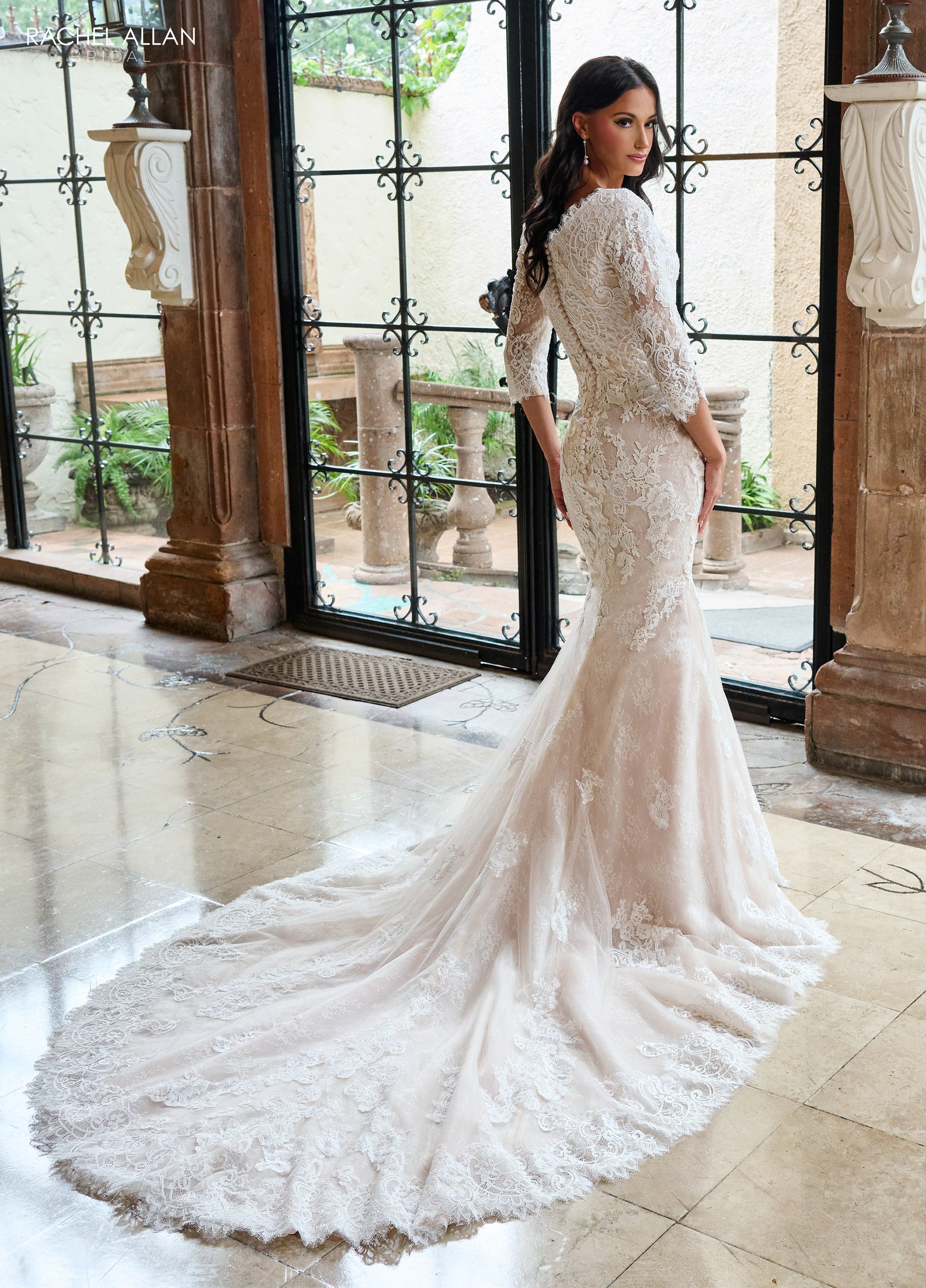 Rachel Allan RB7003 Long Glitter Lace Mermaid Wedding Dress