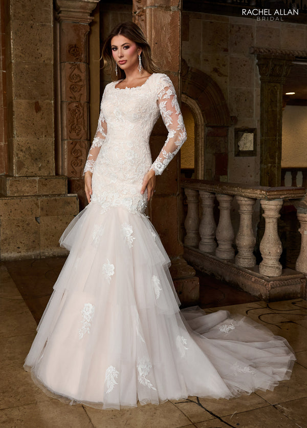 Rachel Allan RB7005 Fitted Long Lace Mermaid Wedding Dress