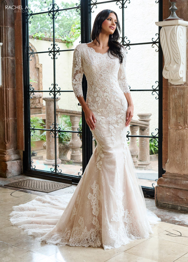 Rachel Allan RB7003 Long Glitter Lace Mermaid Wedding Dress