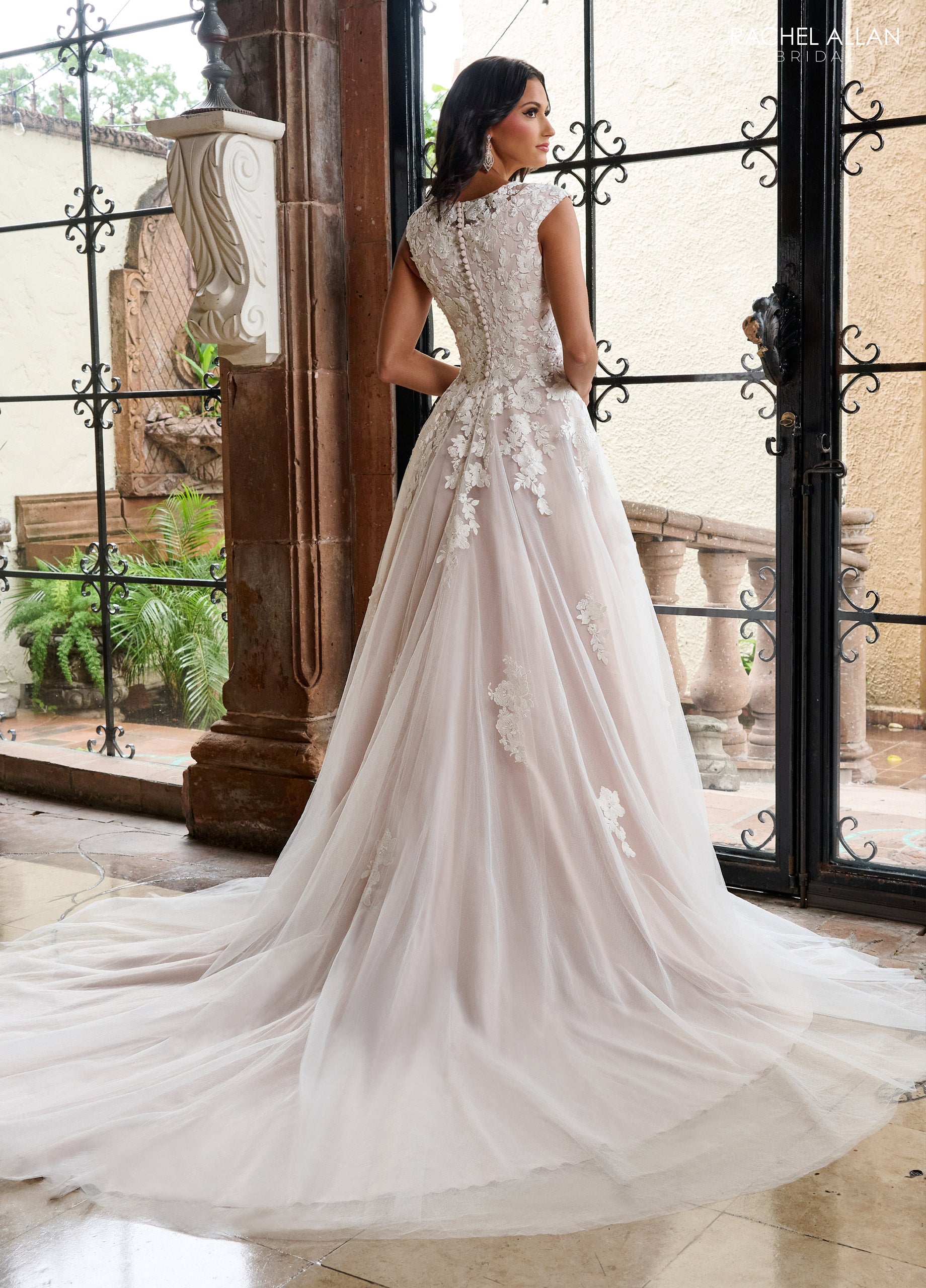 Rachel Allan RB7002 Long Beaded Applique Wedding Dress