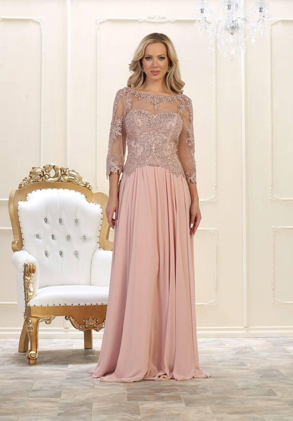 Modest Long Mother of the Bride Dress Plus Size Formal Evening Gown