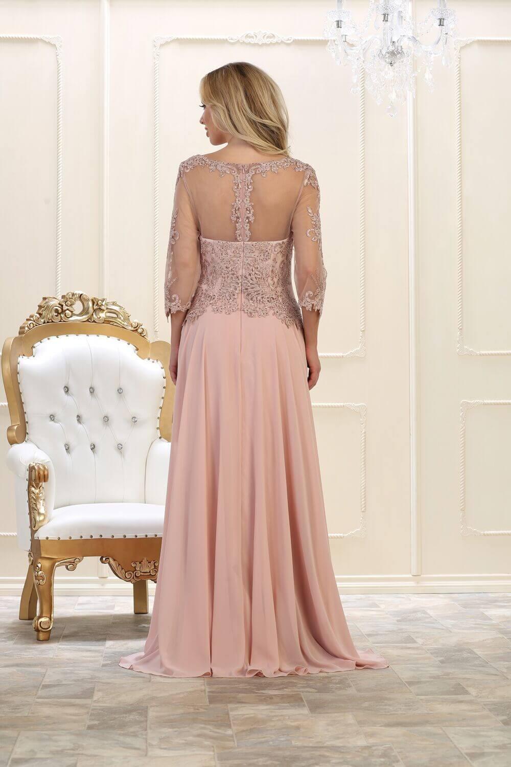 Modest Long Mother of the Bride Dress Plus Size Formal Evening Gown - The Dress Outlet May Queen