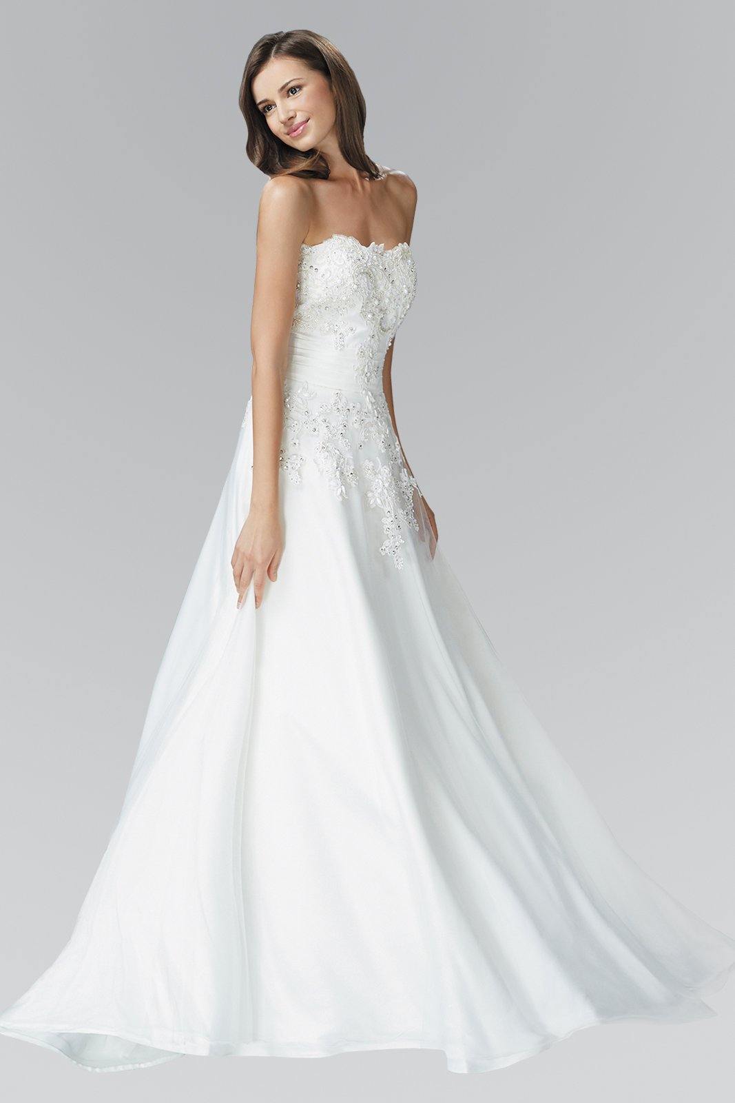 Ivory Modified A-Line Strapless Wedding Gown for $119.99 – The Dress Outlet