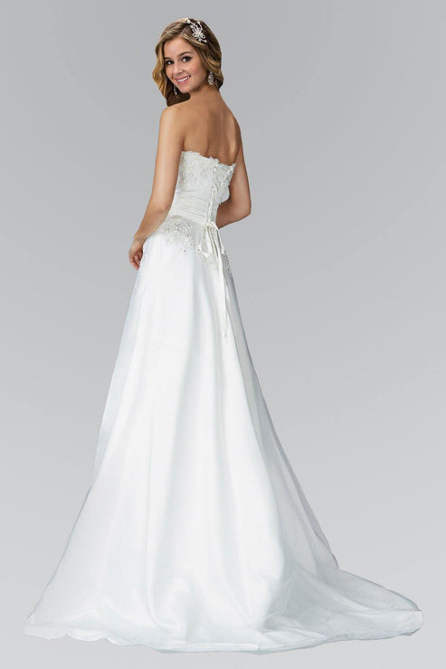 Ivory Modified A-Line Strapless Wedding Gown for $119.99 – The Dress Outlet