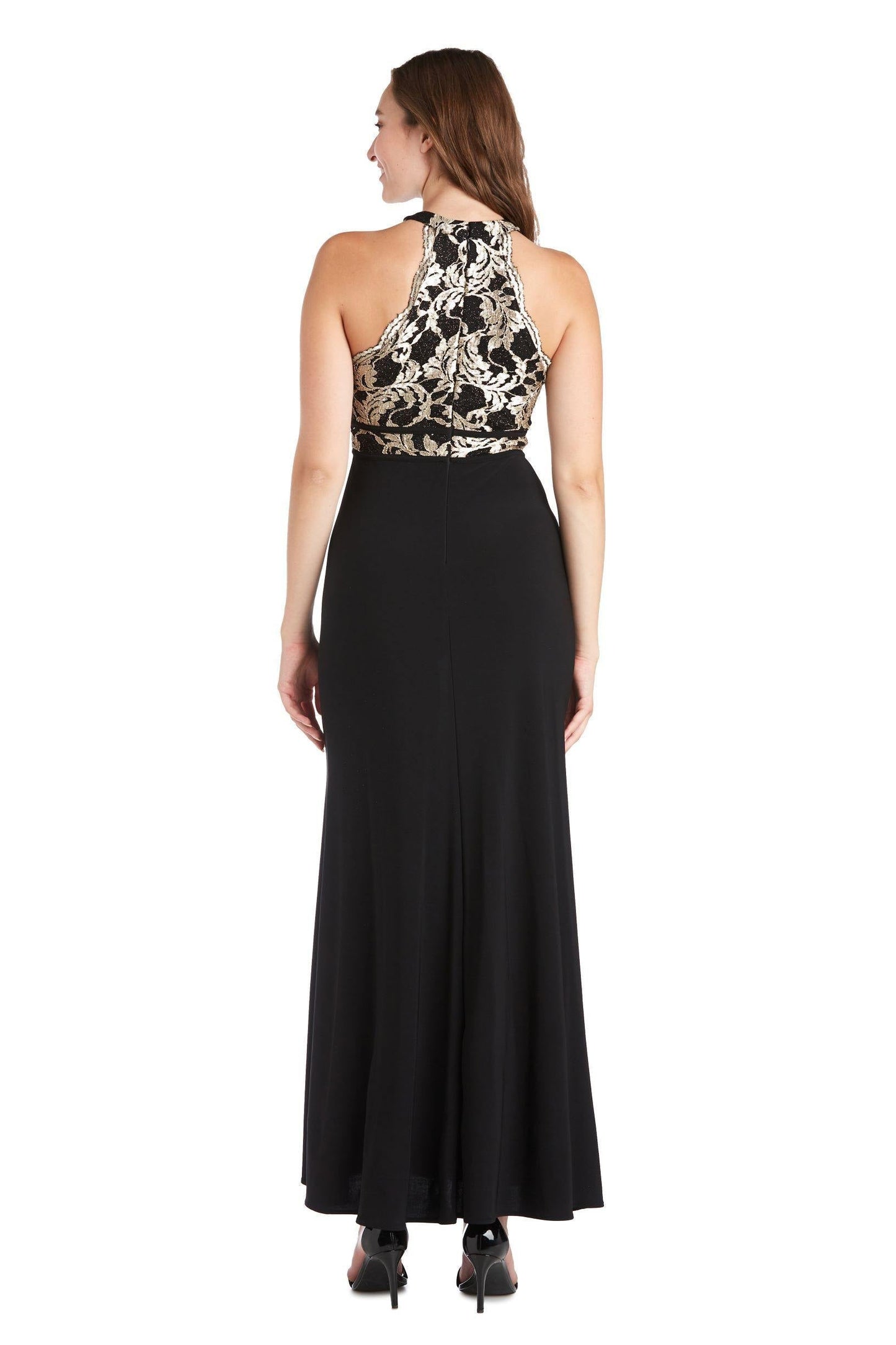 Morgan & Co Formal Scallop Lace Long Dress 12444 - The Dress Outlet