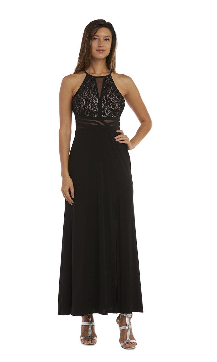 Morgan & Co Formal Inset Bodice Long Formal Dress 12524 - The Dress Outlet