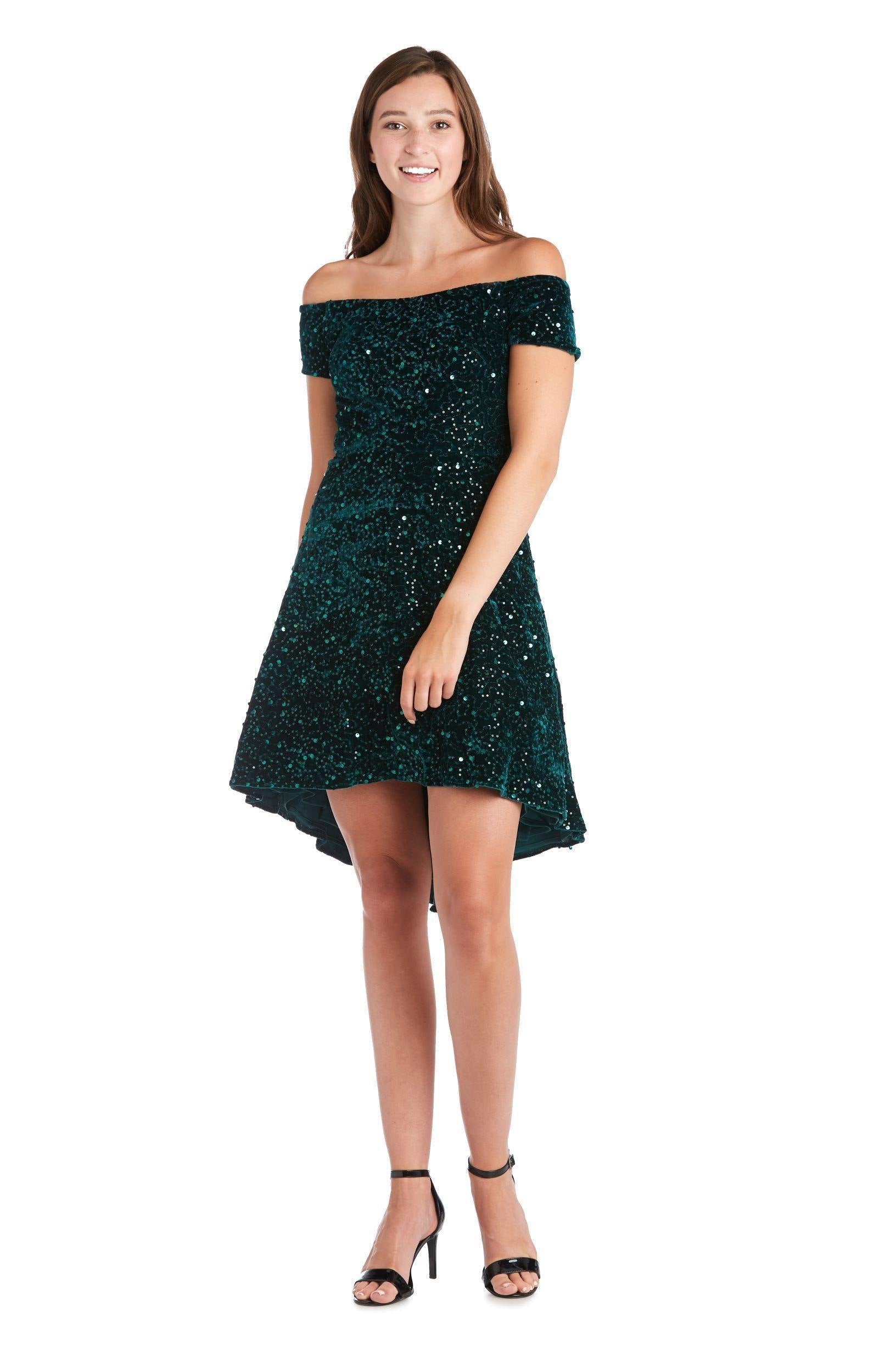 Morgan & Co 12549 High Low Velvet Dress