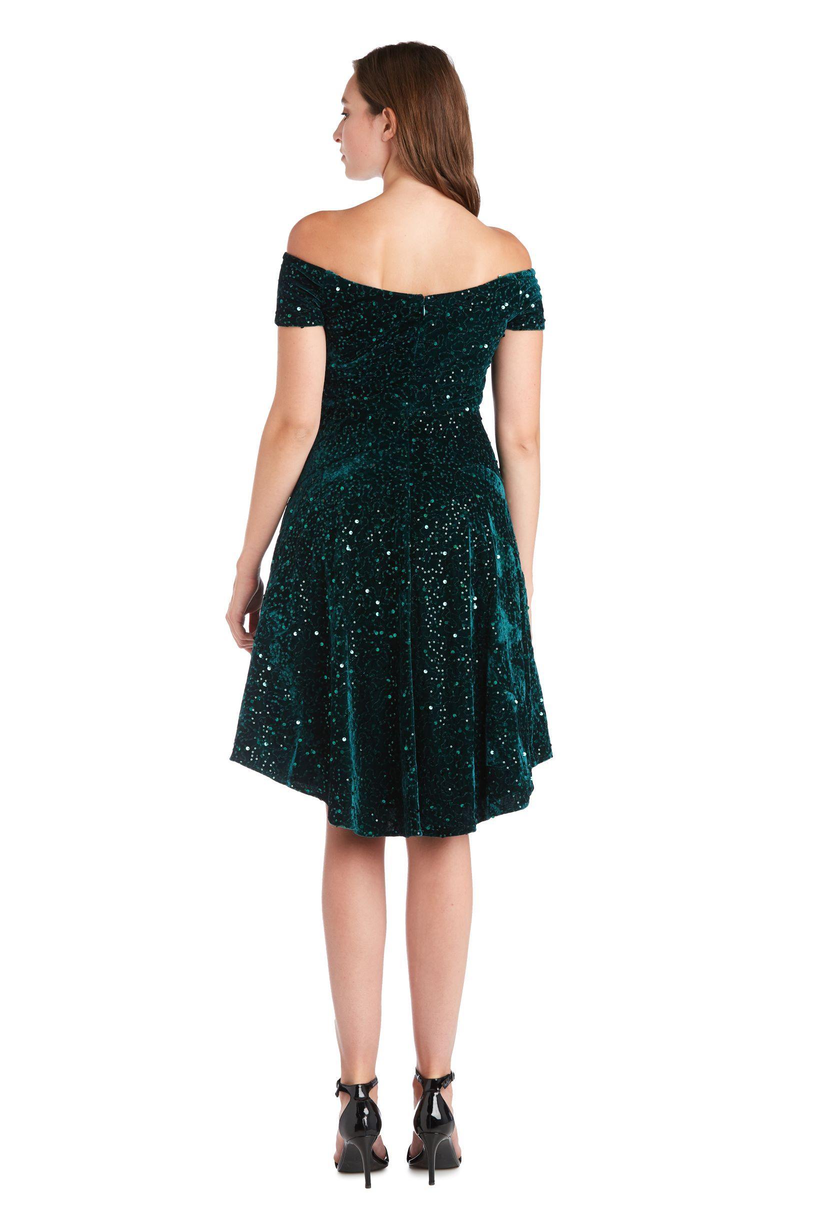 Morgan & Co 12549 High Low Velvet Dress