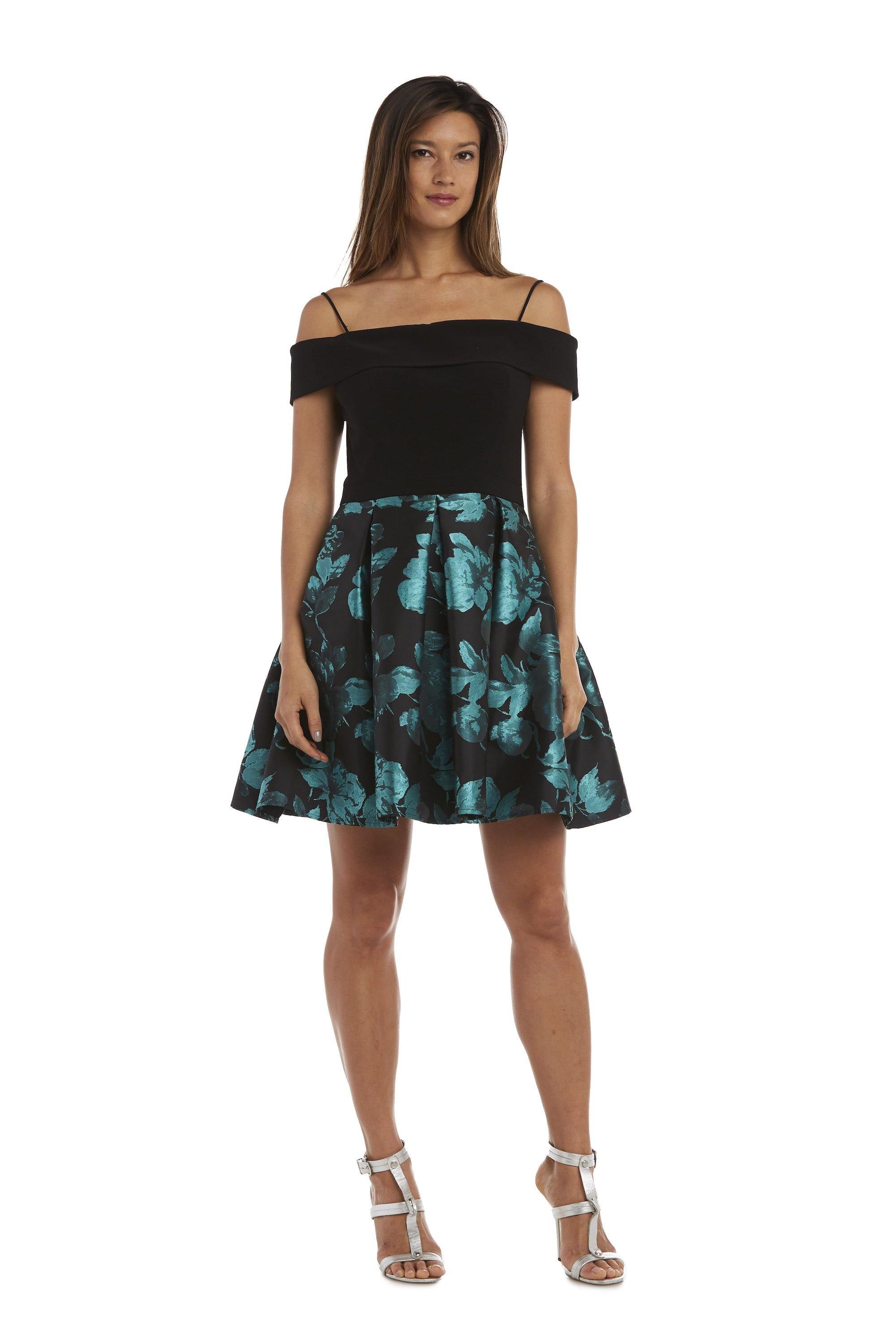 Morgan & Co Off Shoulder Short Dress 12554 - The Dress Outlet