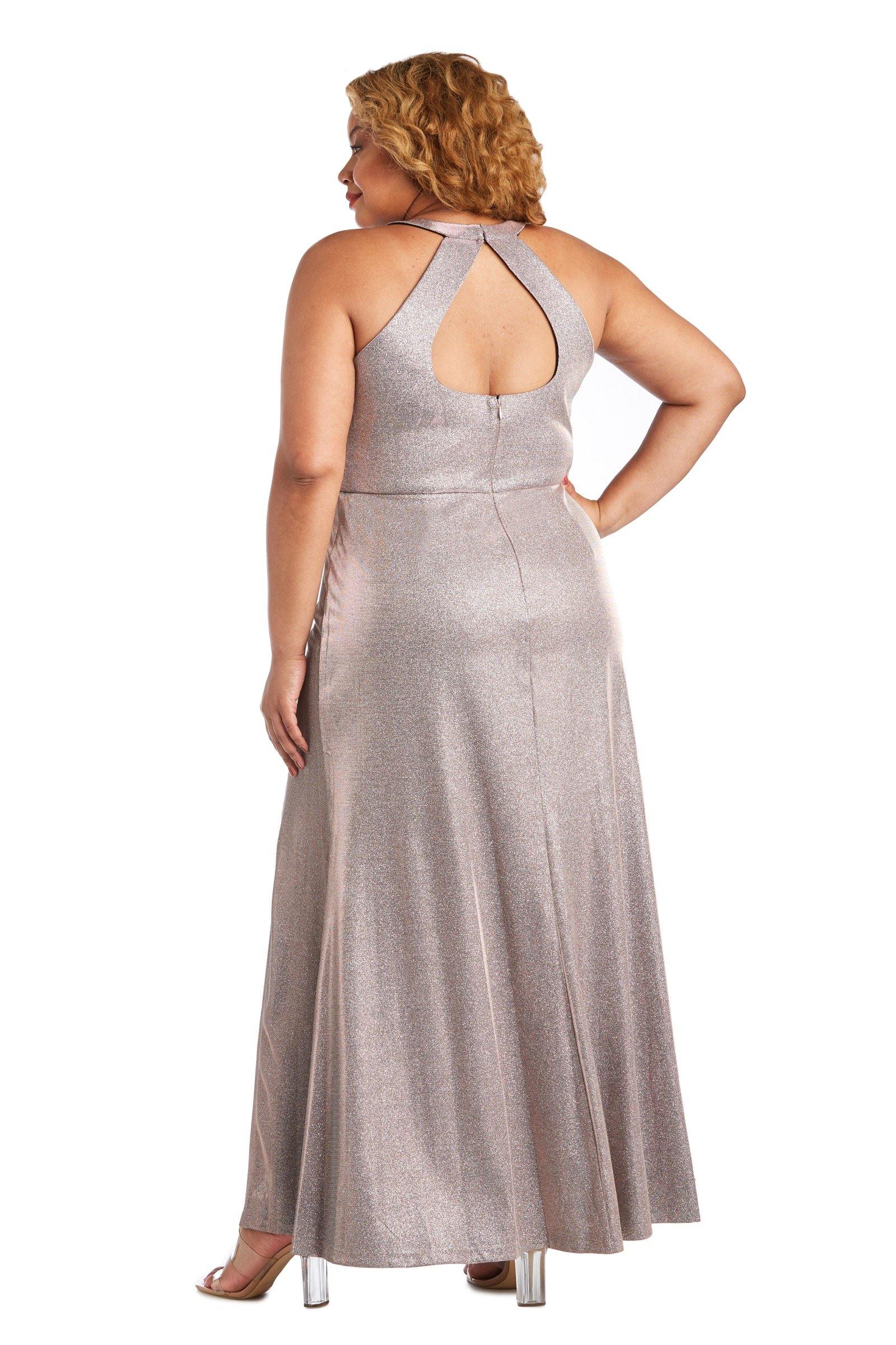 Morgan & Co Long Plus Size Glitter Dress 12835WM - The Dress Outlet