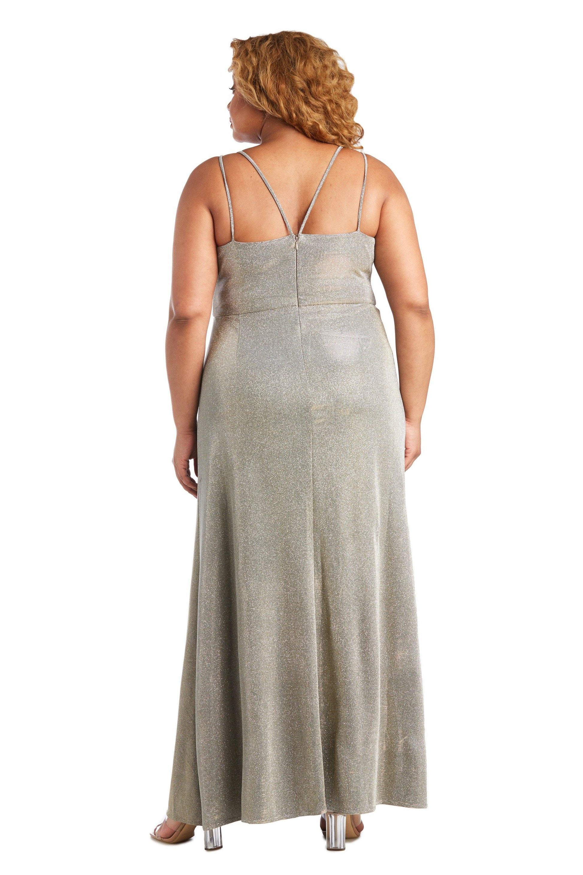 Morgan & Co 12841WM Plus Size Long Metallic Dress