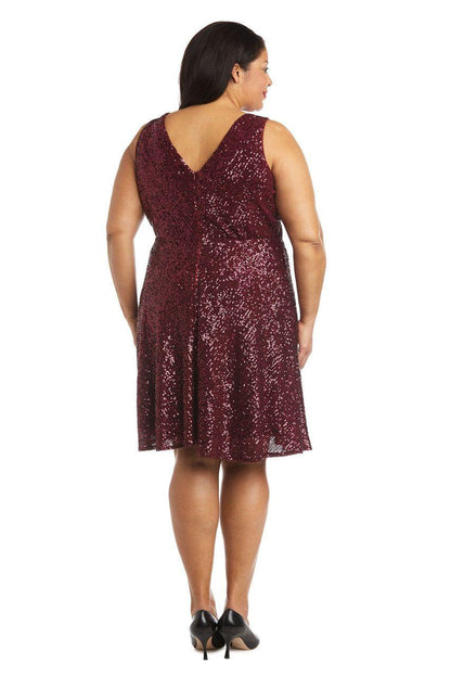 Morgan & Co. Plus Size Short Sequin Dress 12889WM - The Dress Outlet