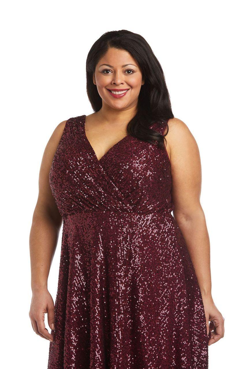 Morgan & Co 12889WM Plus Size Short Sequin Dress