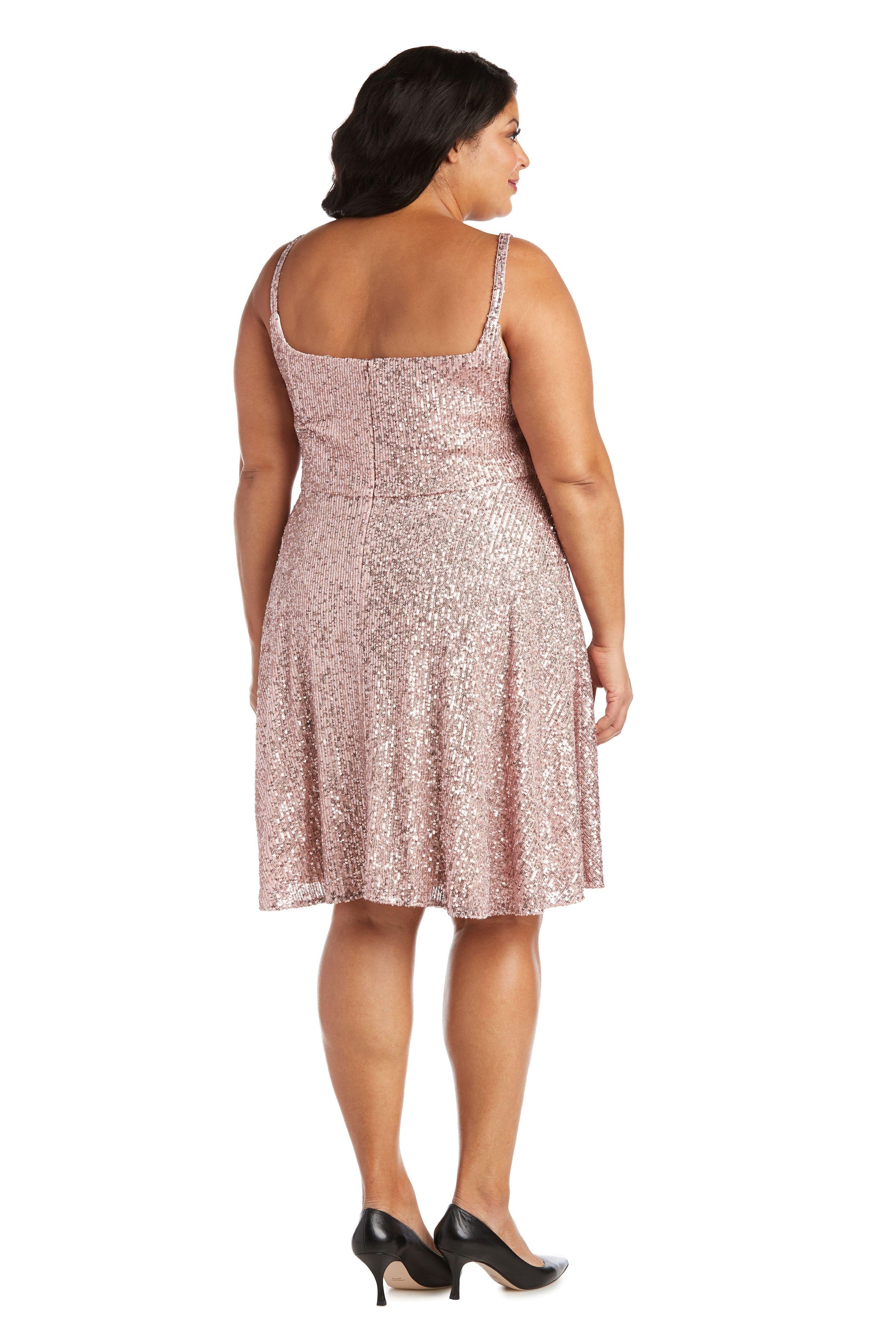 Morgan & Co Short Plus Size Sequins Dress 12890WM - The Dress Outlet