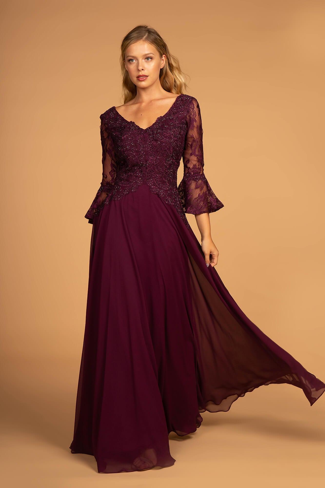 Mother of the Bride Bell Sleeves Long Dress Formal
