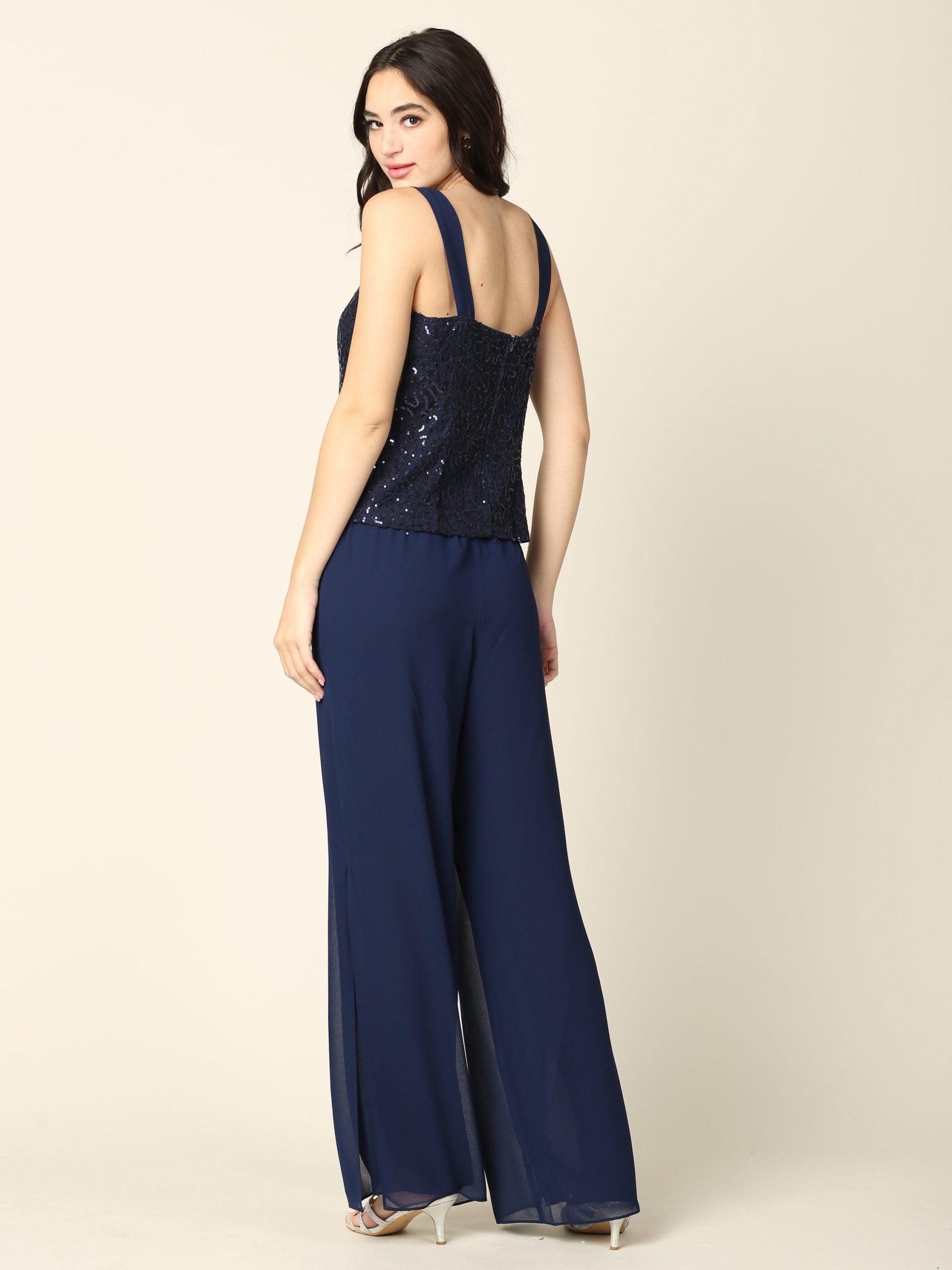 Formal Mother of the Bride Jacket Pant Suit Navy