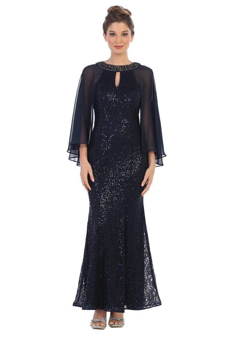 Mother of the Bride Long Formal Cape Dress | DressOutlet – The Dress Outlet