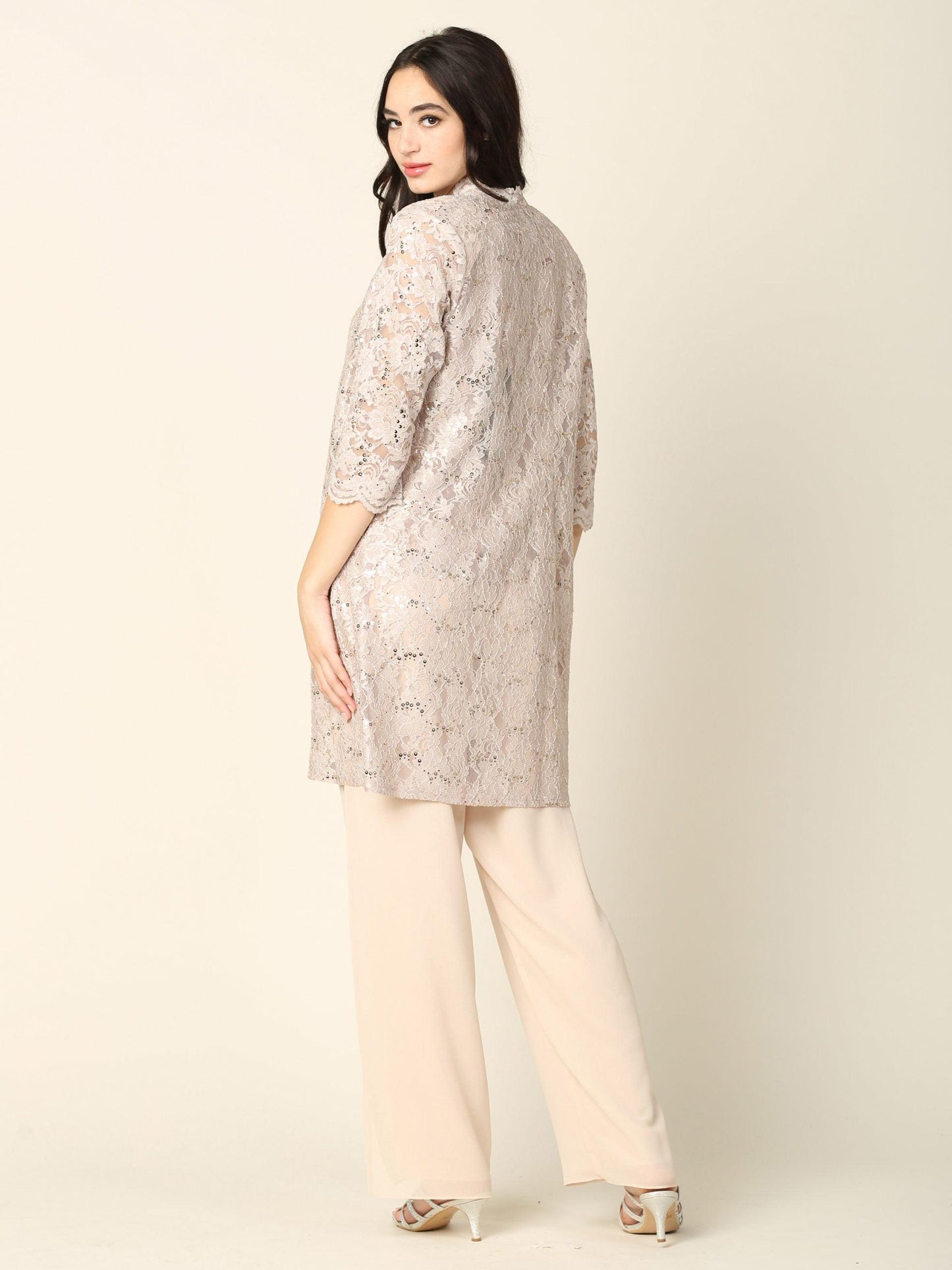 Mother of the Bride Long Jacket Pant Suit - The Dress Outlet
