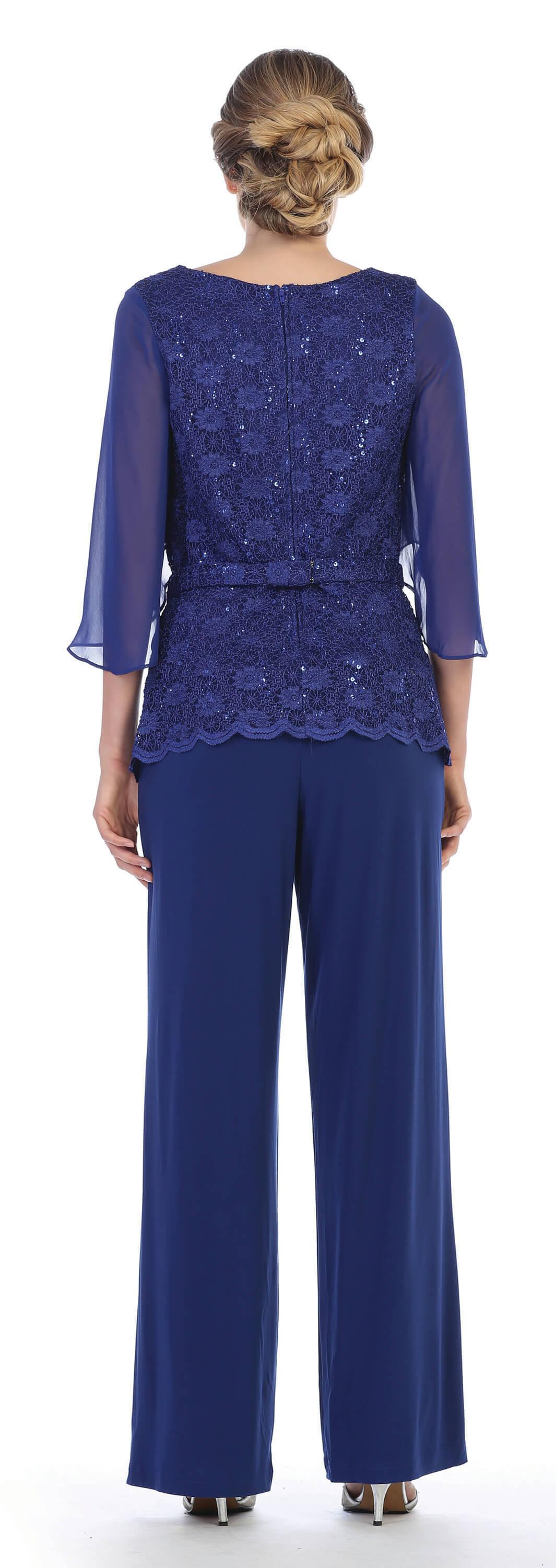mother of the bride dresses plus size royal blue Mother of the Bride Plus Size Pant Suit