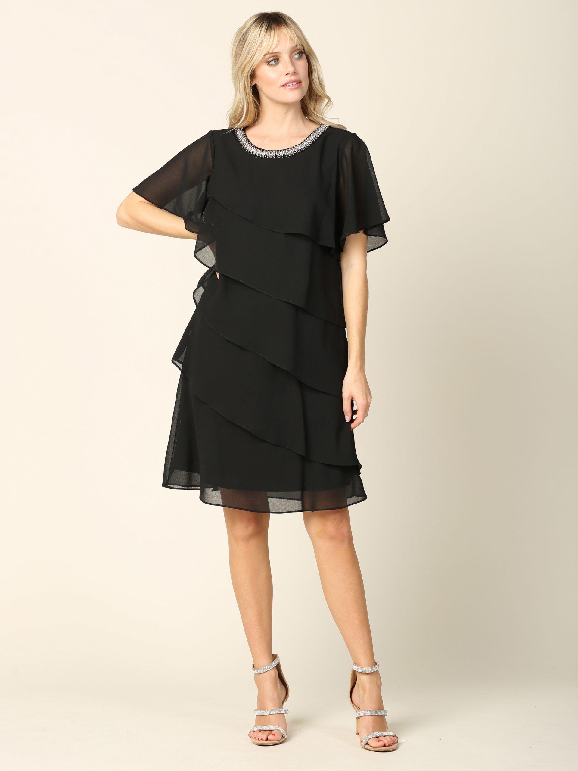 Black Mother of the Bride Short Cocktail Dress