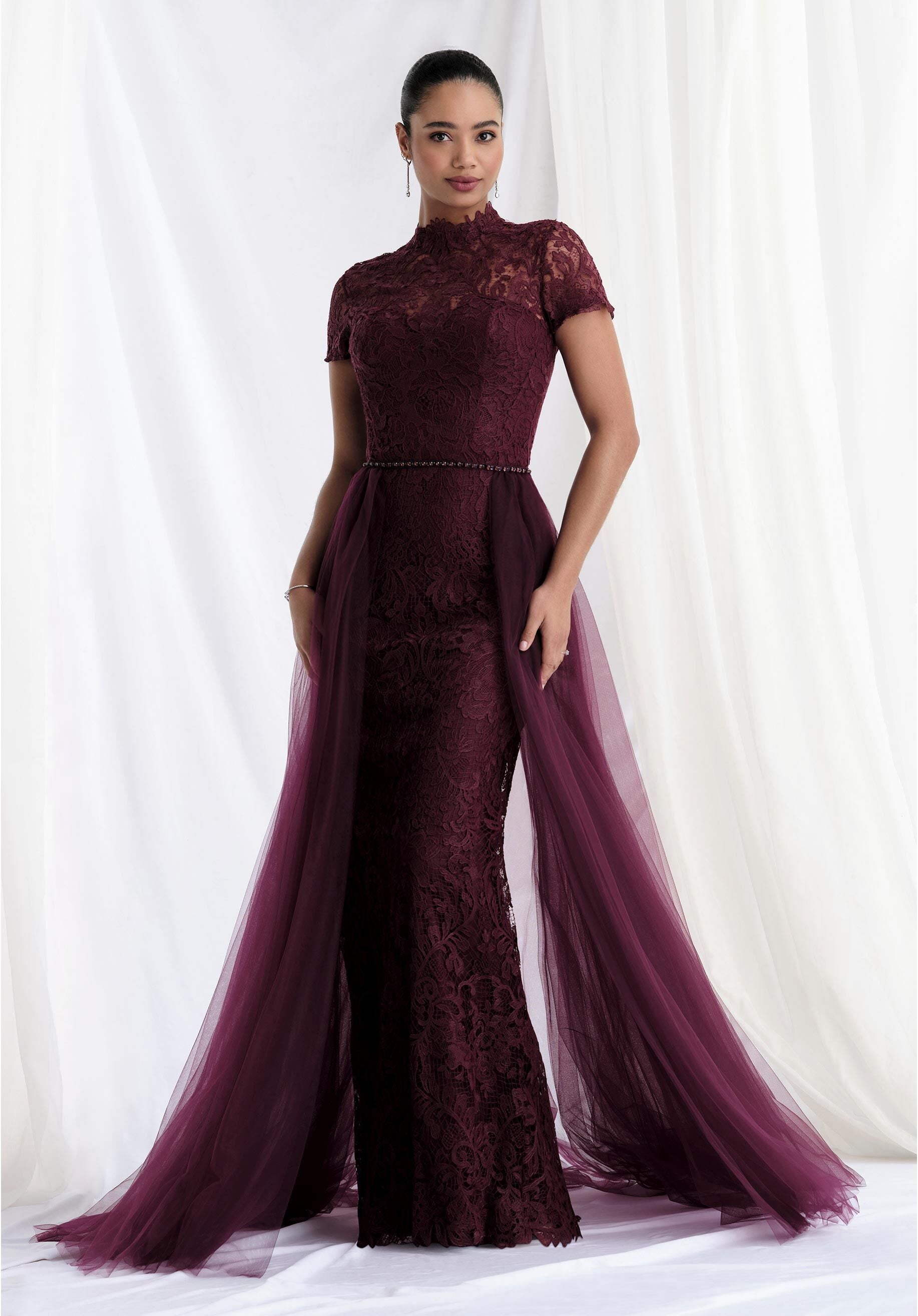 Mother of the Bride Dresses Lace Formal Long Mother of the Bride Dress Bordeaux