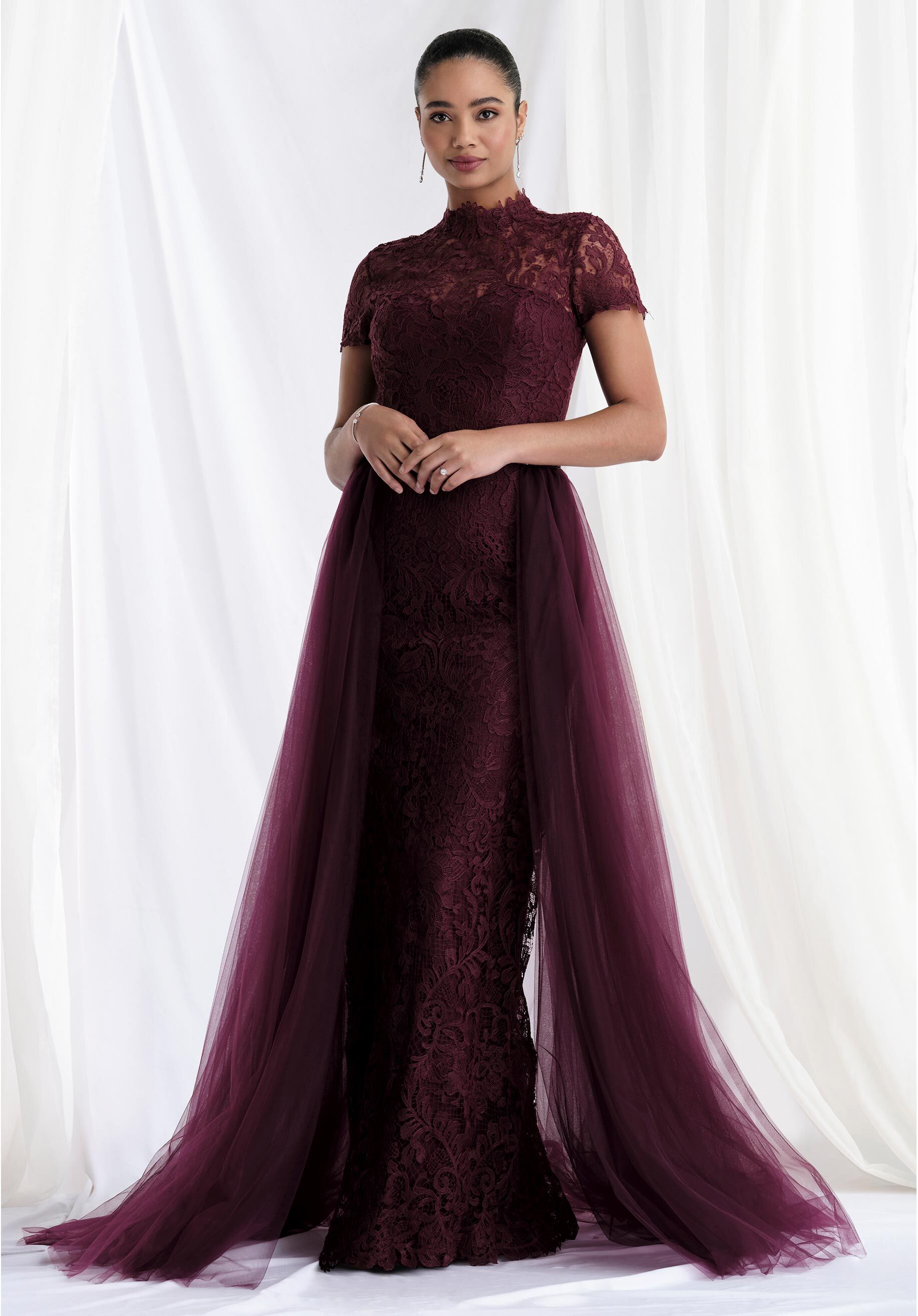 Mother of the Bride Dresses Lace Formal Long Mother of the Bride Dress Bordeaux