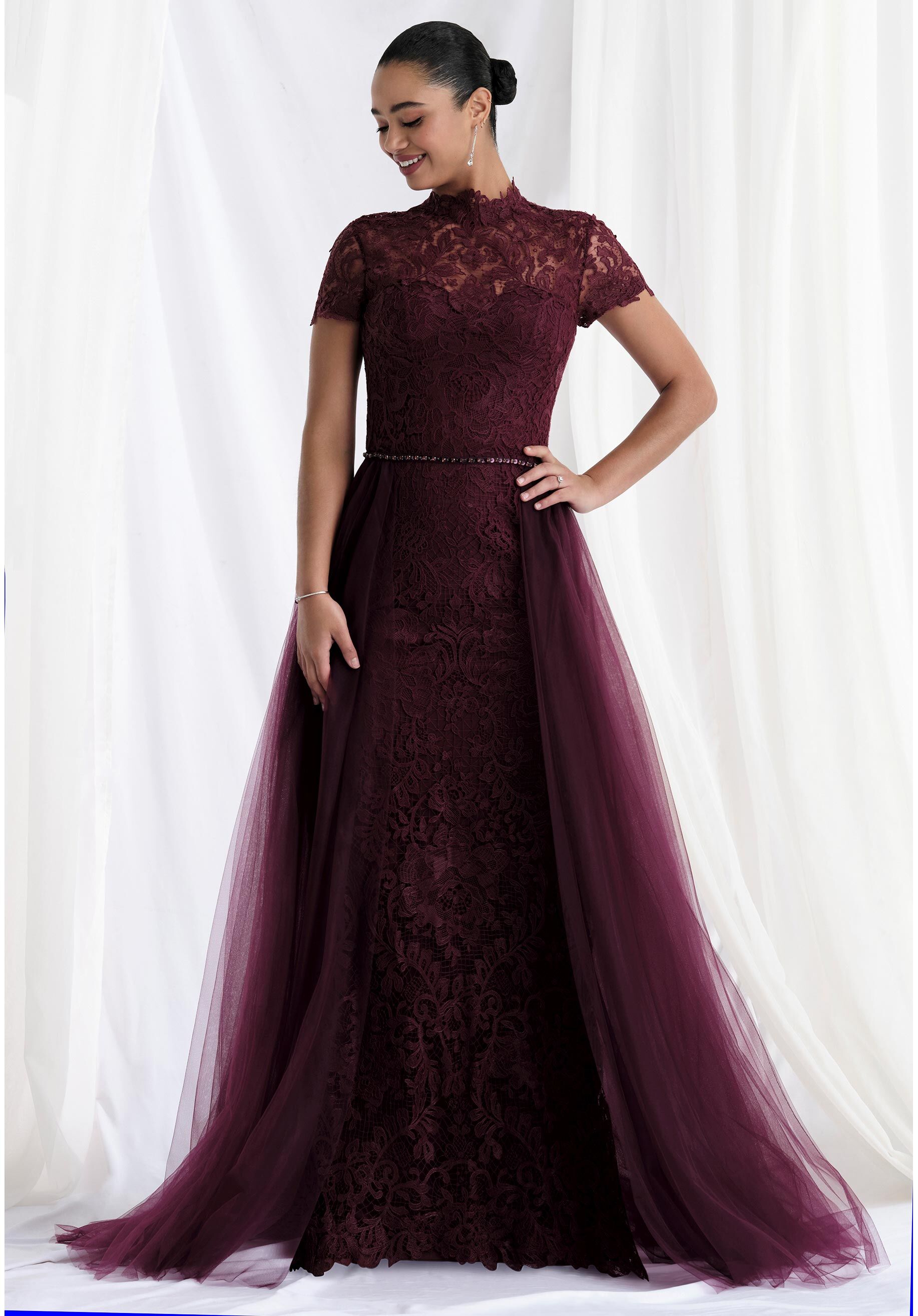 Mother of the Bride Dresses Lace Formal Long Mother of the Bride Dress Bordeaux
