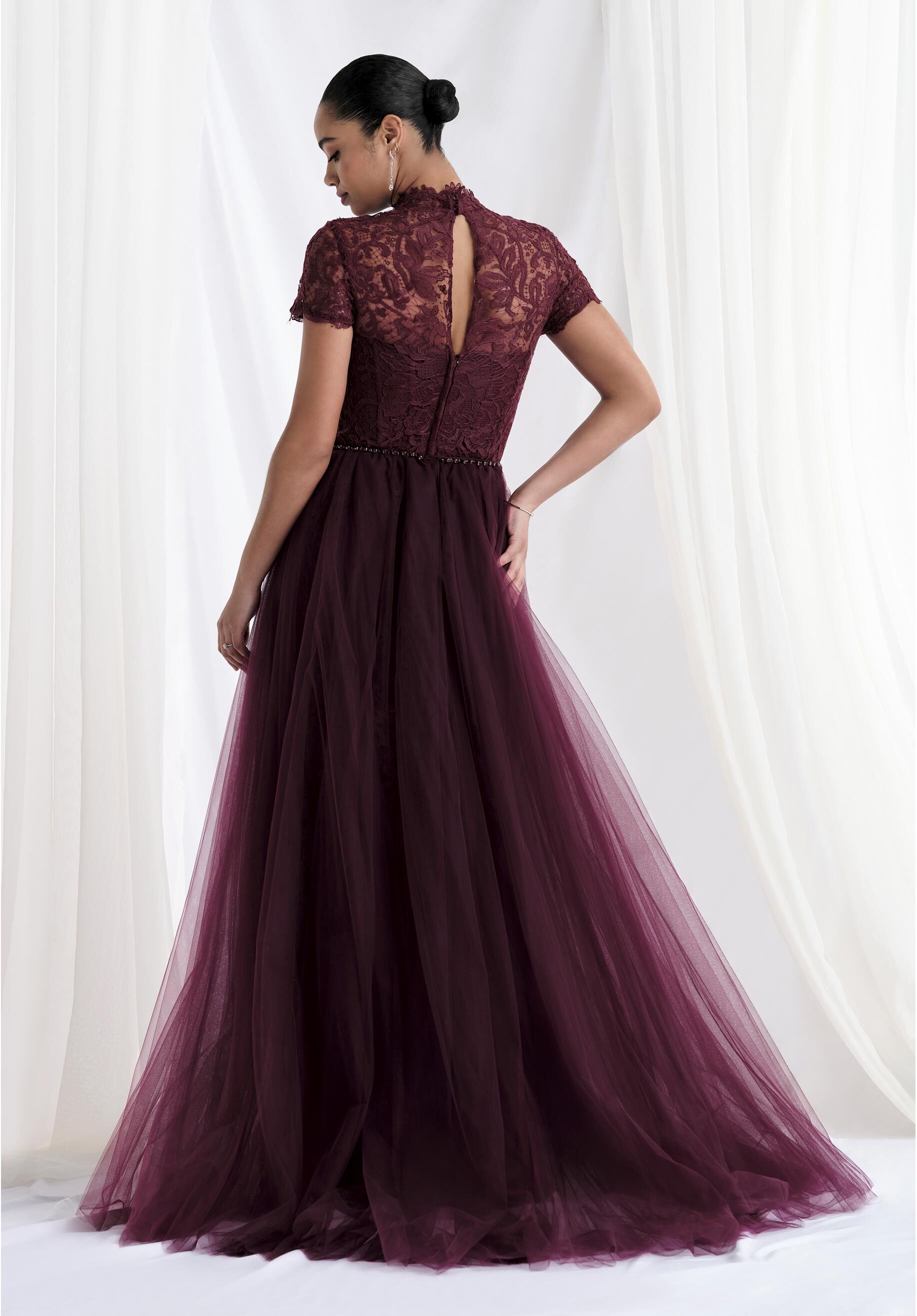 Mother of the Bride Dresses Lace Formal Long Mother of the Bride Dress Bordeaux