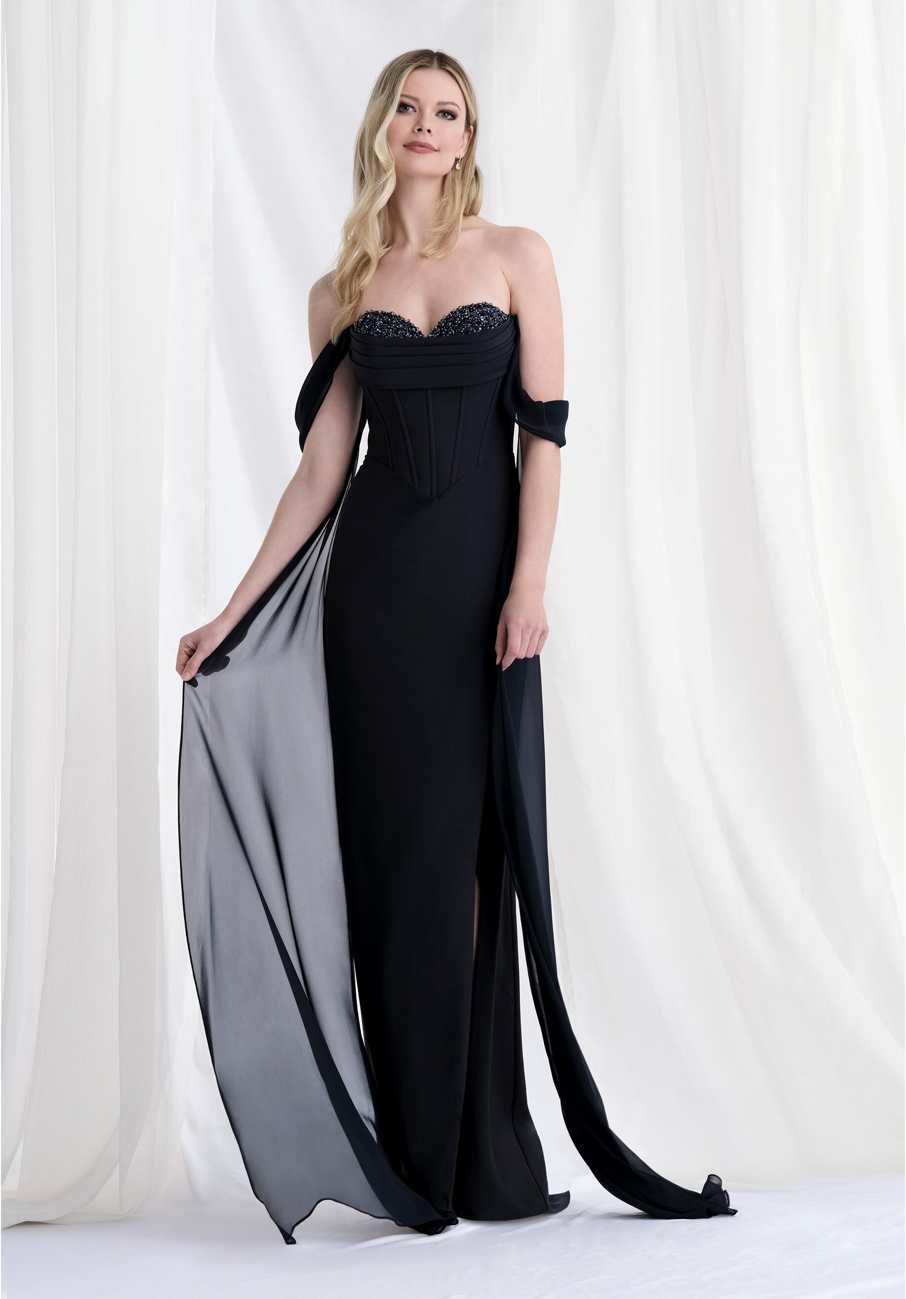Prom Dresses Beaded Corset Formal Long Prom Dress Black