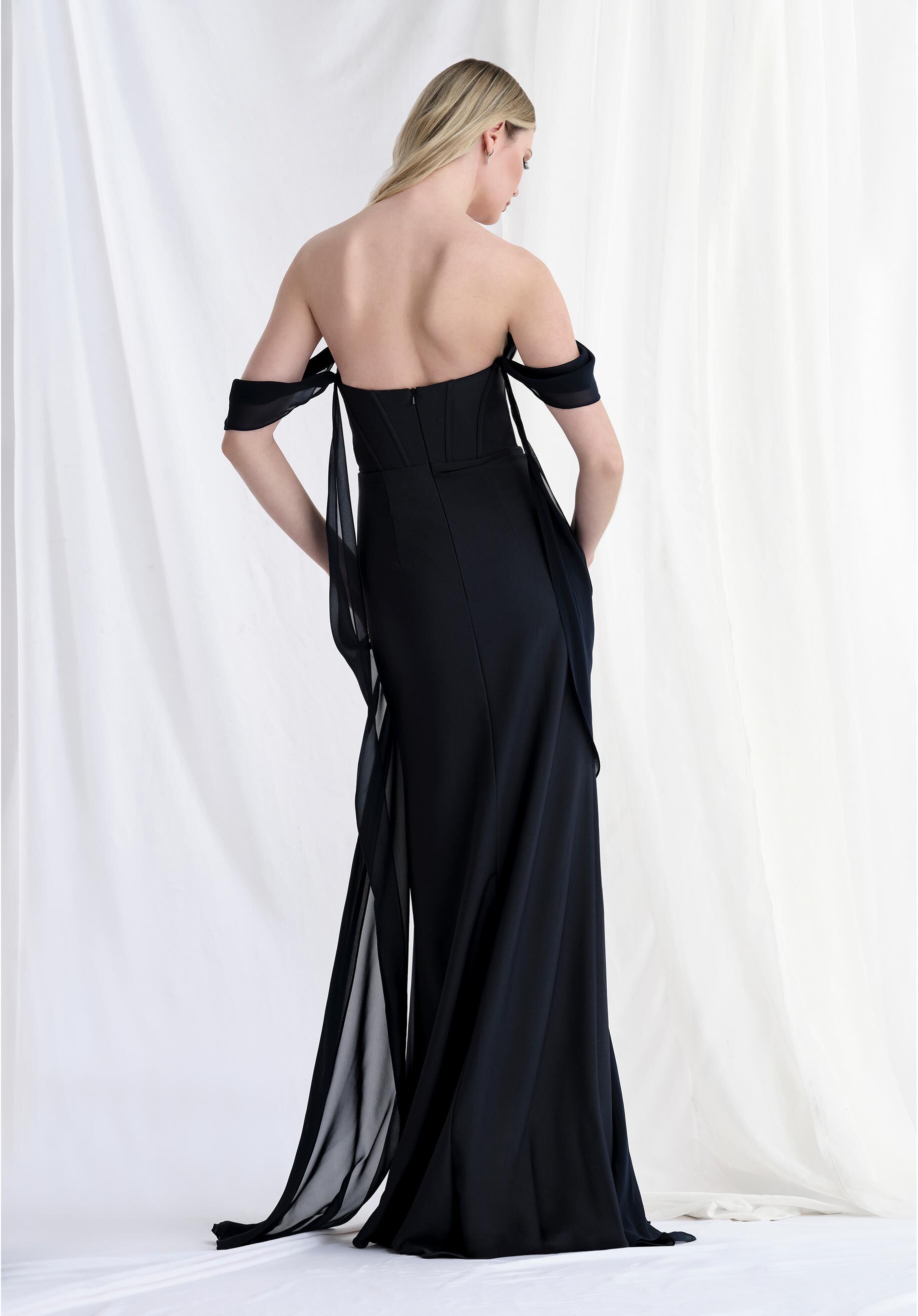 Prom Dresses Beaded Corset Formal Long Prom Dress Black