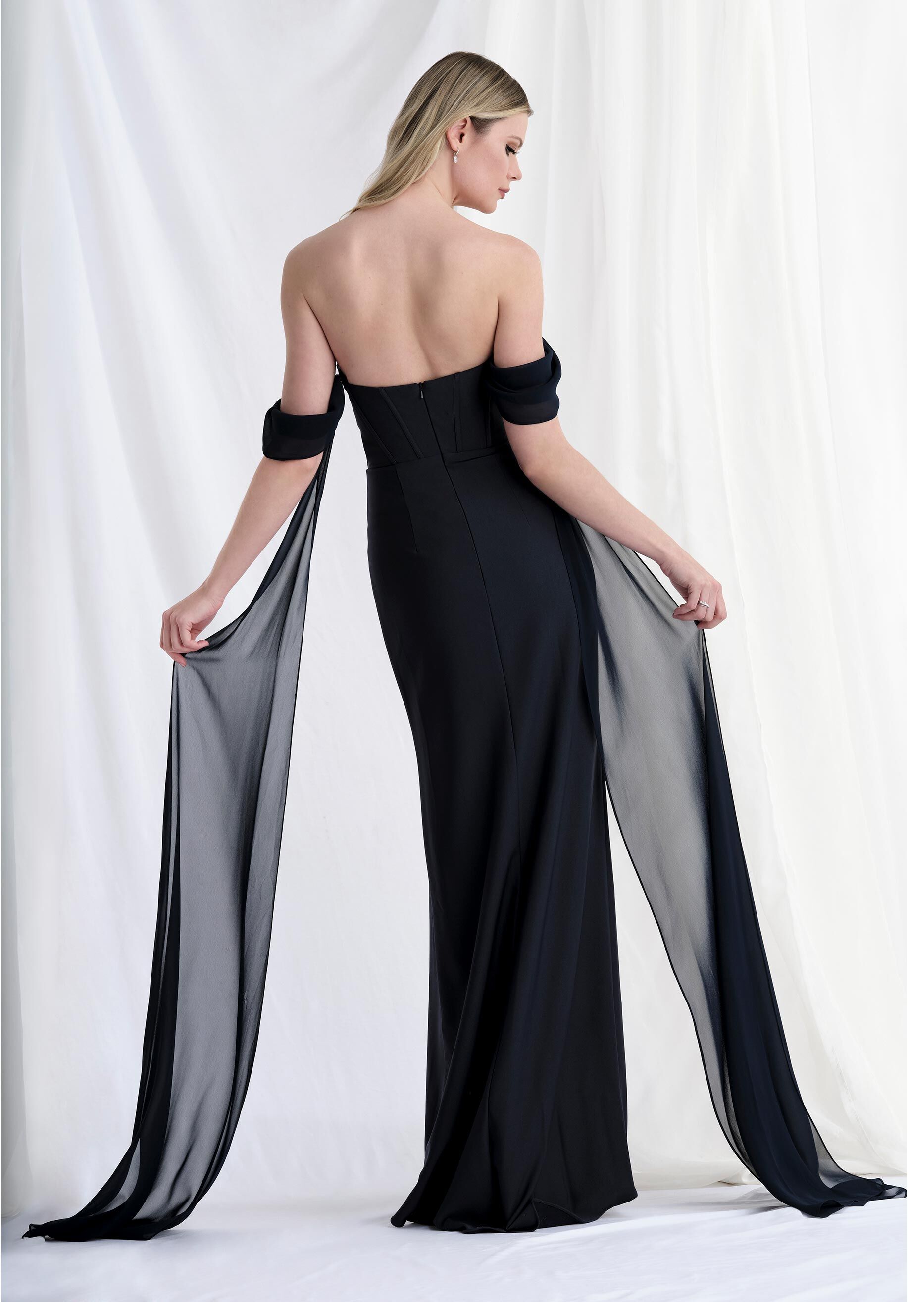 Prom Dresses Beaded Corset Formal Long Prom Dress Black