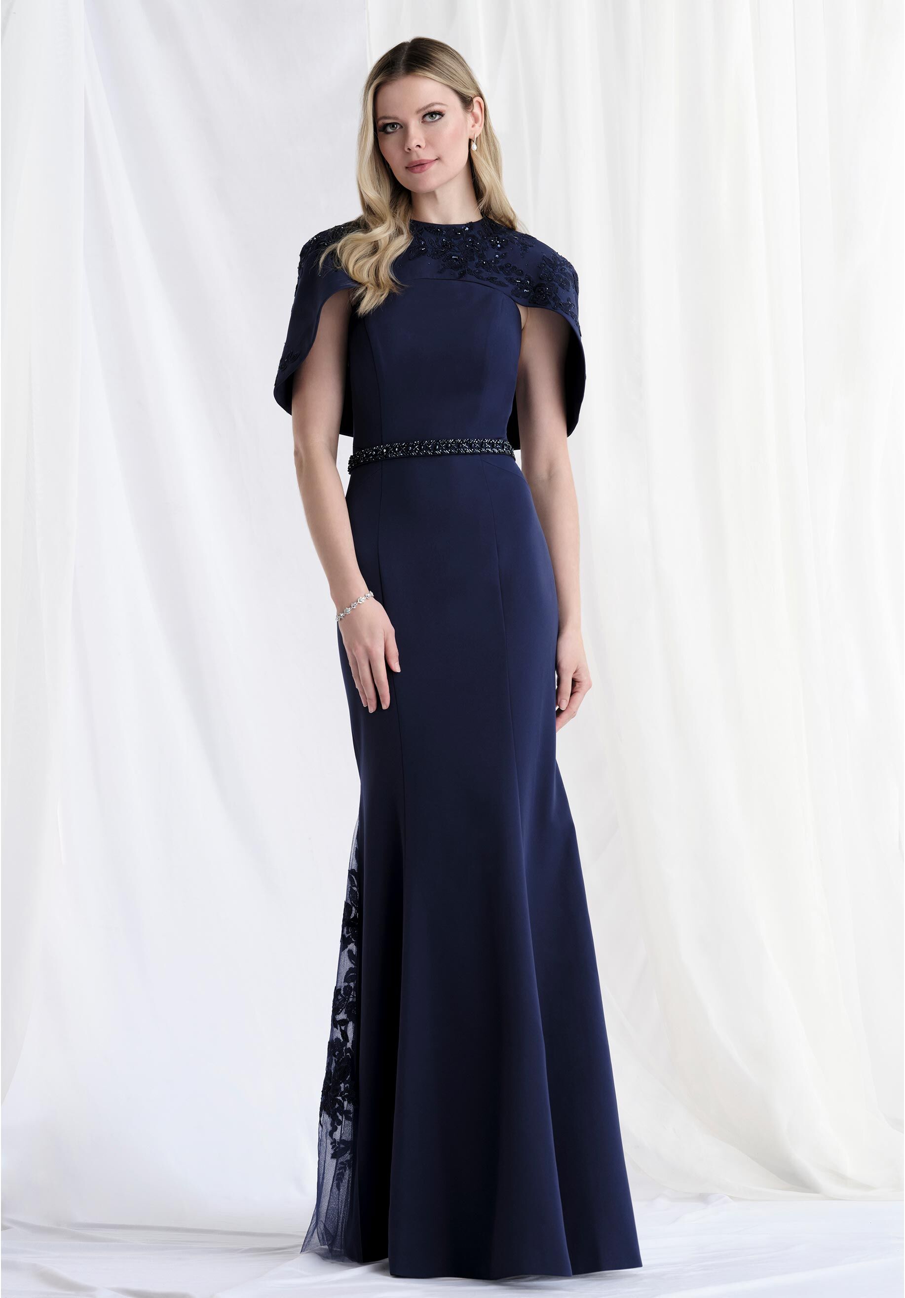 Mother of the Bride Dresses Beaded Long Formal Mother of the Bride Dress Navy