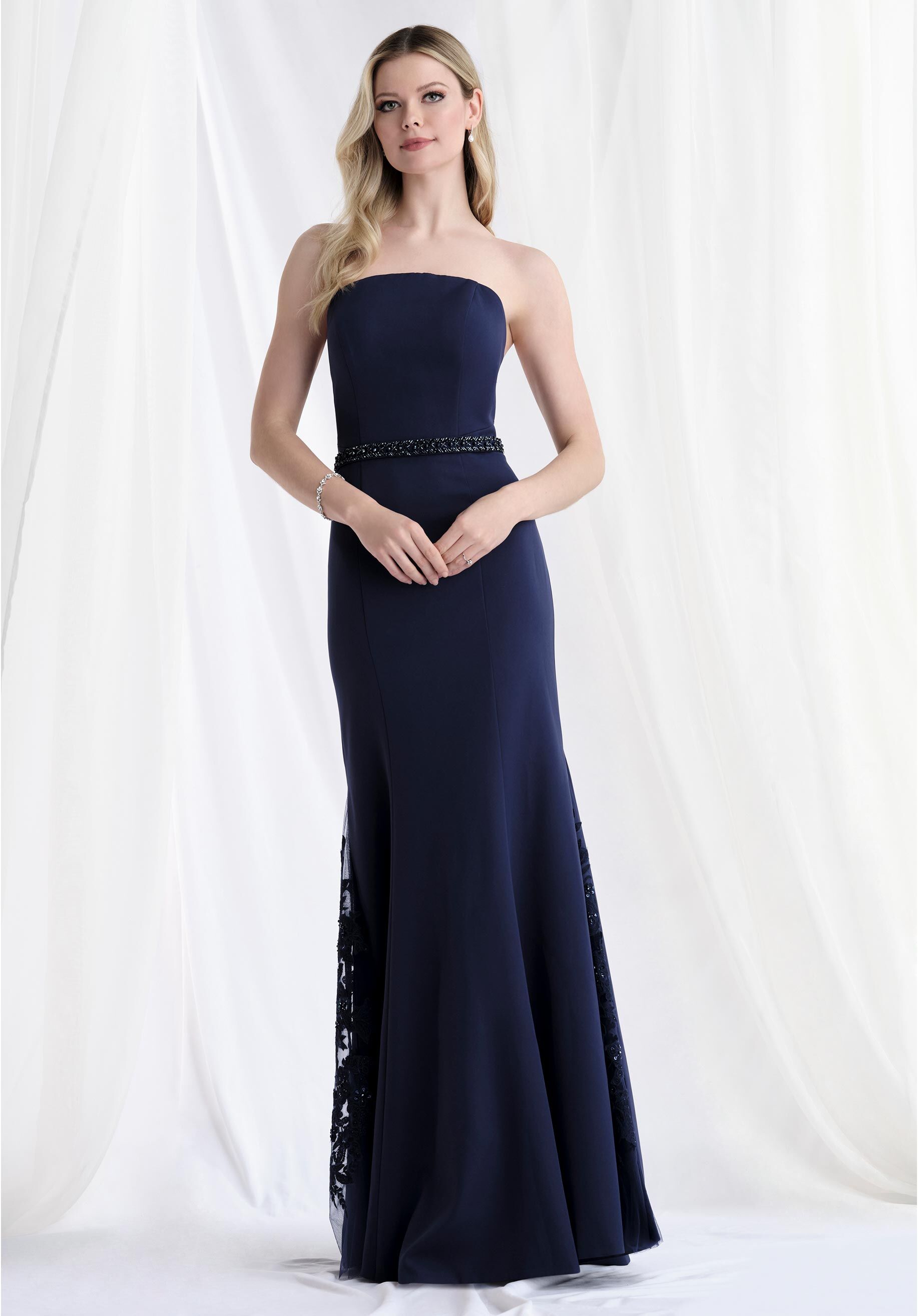 Mother of the Bride Dresses Beaded Long Formal Mother of the Bride Dress Navy