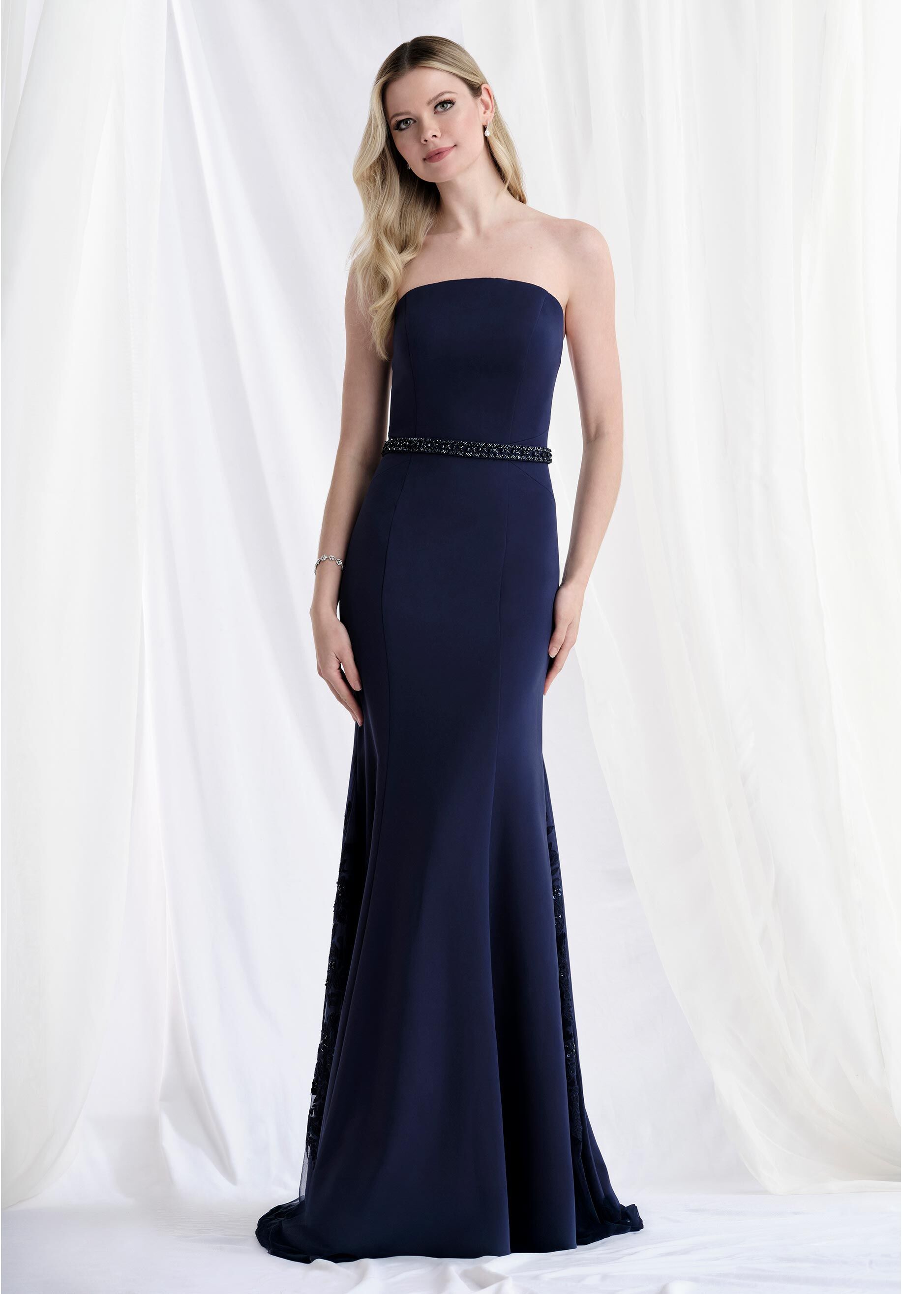 Mother of the Bride Dresses Beaded Long Formal Mother of the Bride Dress Navy