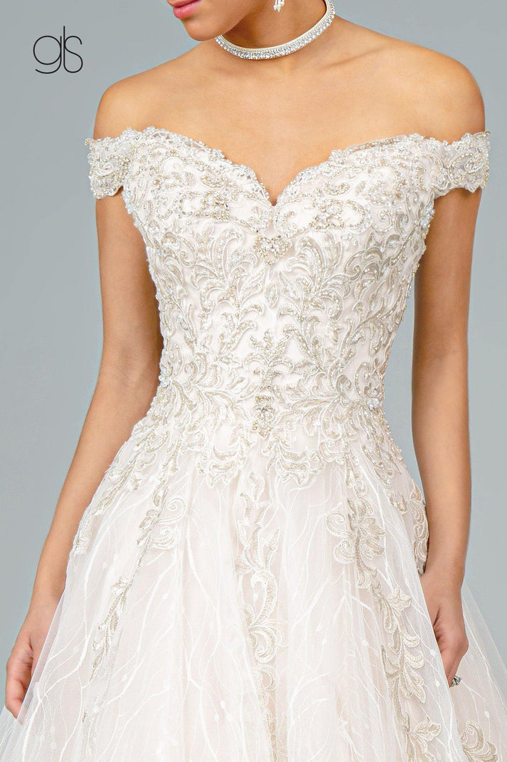 Ivory/Cream Multi-Layered Embroidered Long Wedding Gown for $897.99 ...