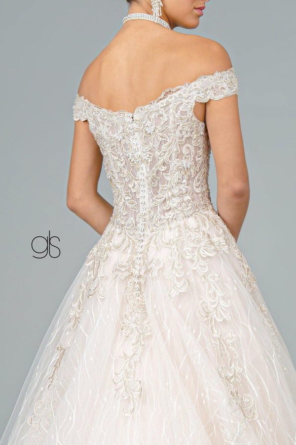Ivory/Cream Multi-Layered Embroidered Long Wedding Gown for $897.99 ...