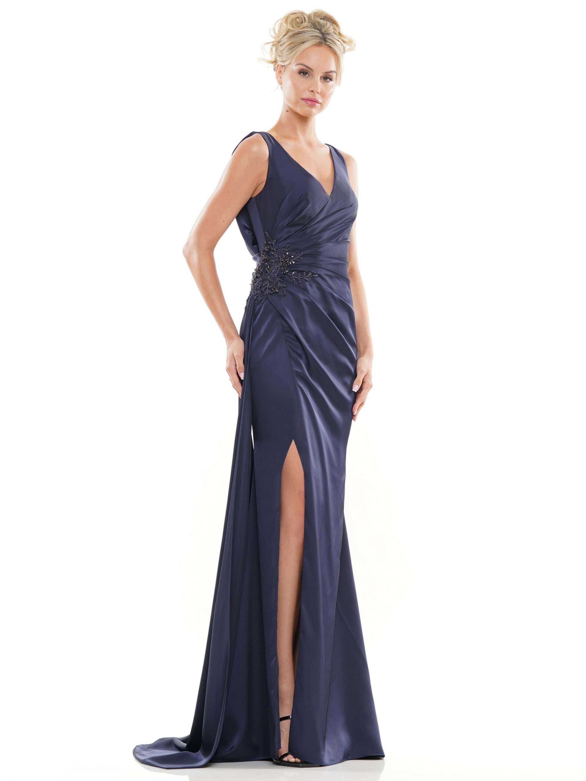 Formal Dresses Long Beaded Formal Mother of the Bride Dress Navy