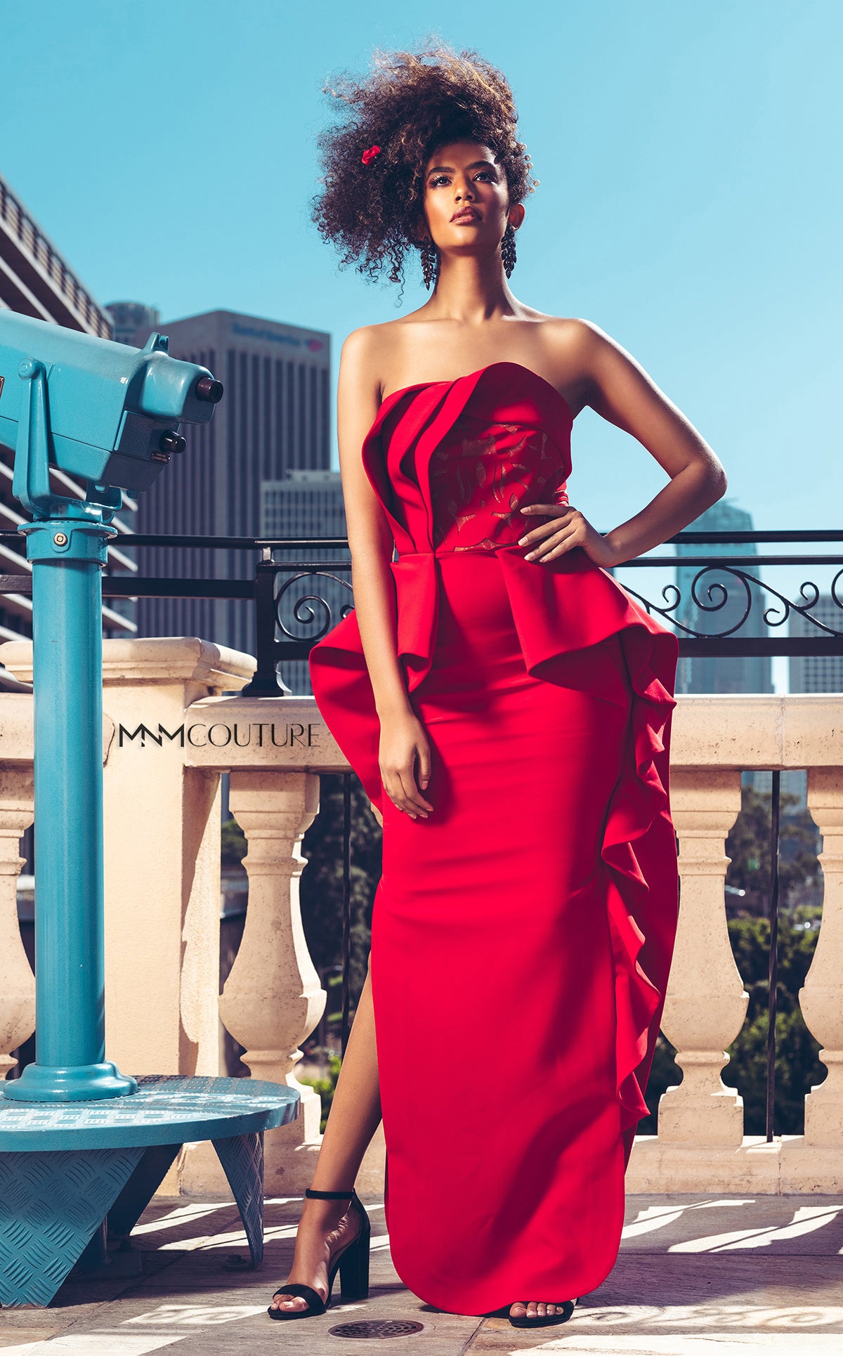 MNM Couture N0297 Long Formal Pleated Ruffled Prom Jumpsuit