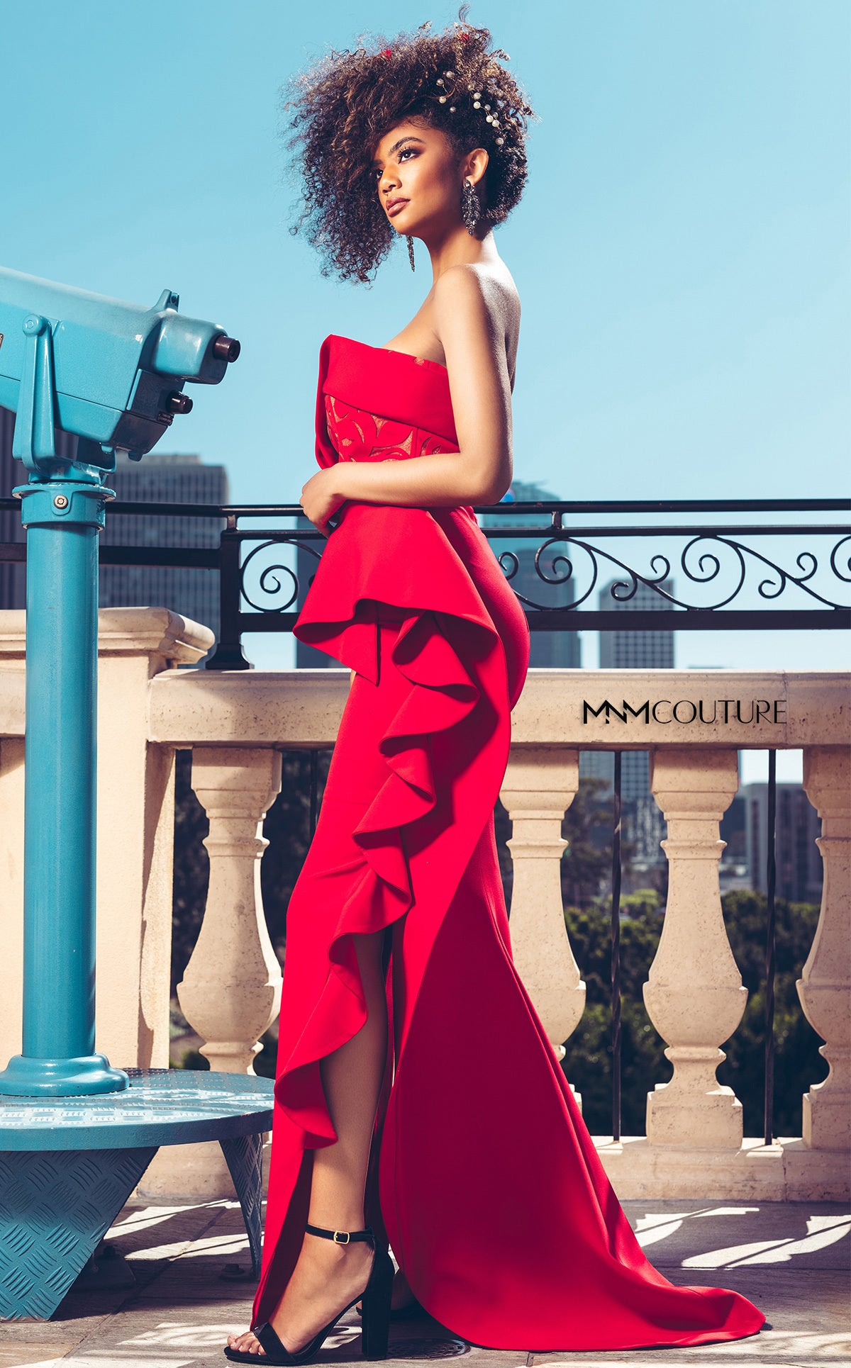 MNM Couture N0297 Long Formal Pleated Ruffled Prom Jumpsuit