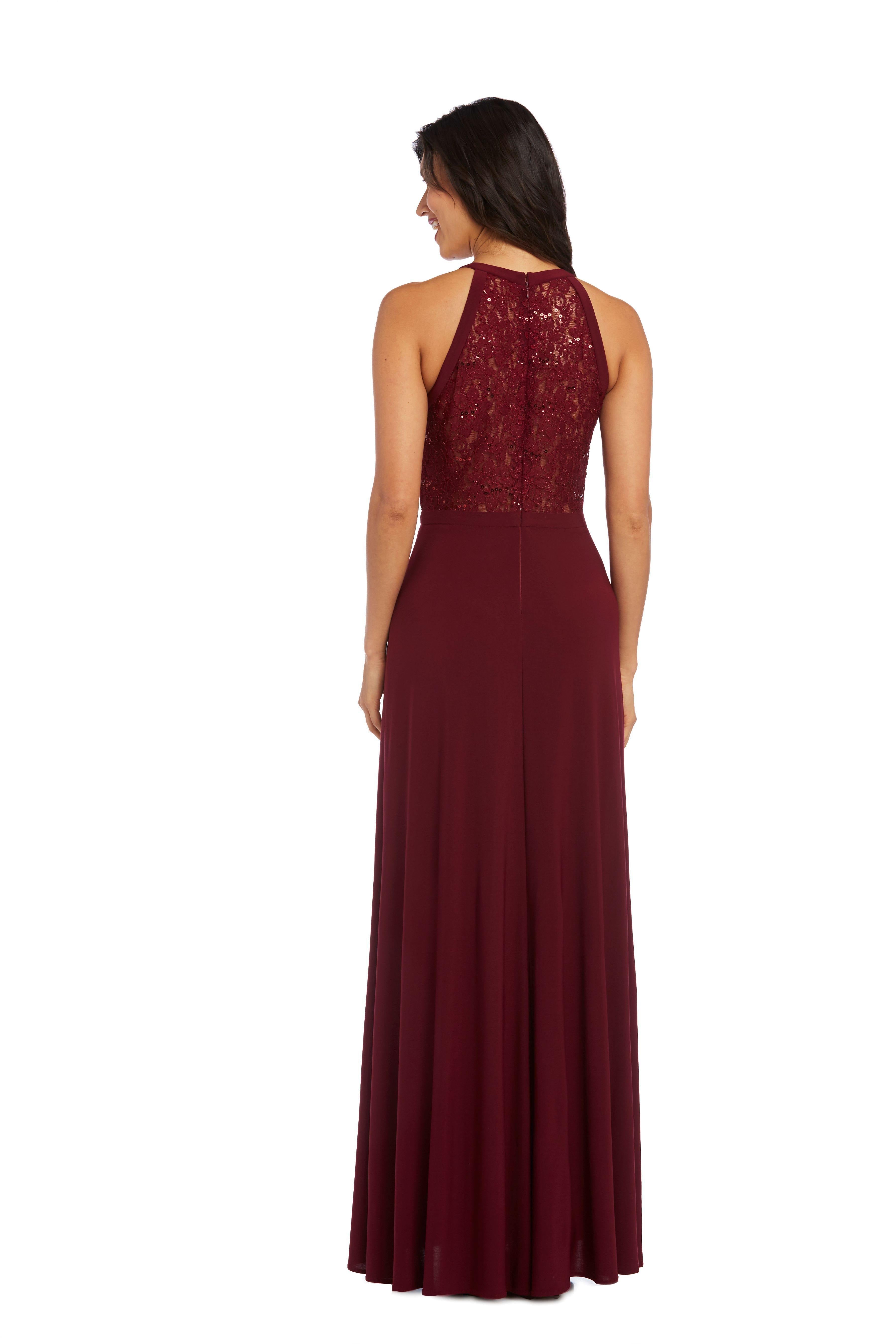 Nightway lace halter gown shop merlot