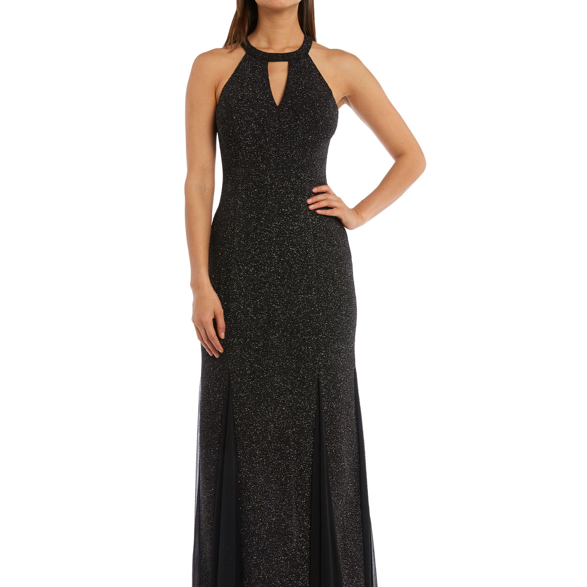Nightway Long Glitter Knit Dress Formal 21555
