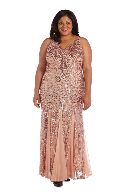 Nightway Long Plus Size Beaded Formal Gown 21685W - The Dress Outlet