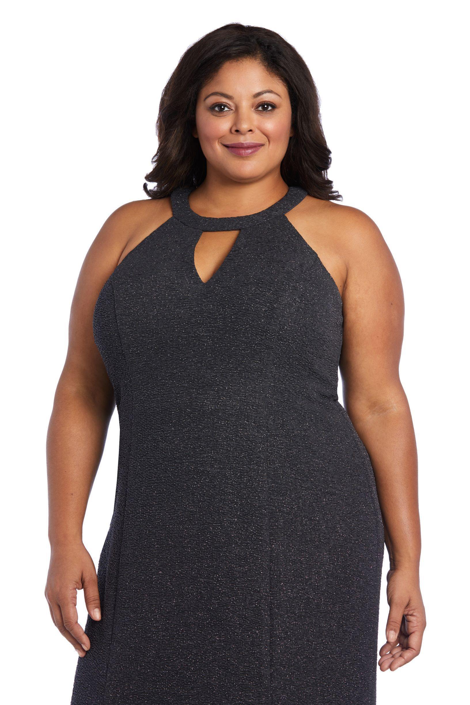Nightway Long Plus Size Glitter Knit Dress 21555W